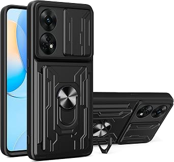 متوافق مع حافظة هاتف Oppo Reno 8T 5G Slot ، مع غطاء عدسة الكاميرا الشريحة المتوافق مع Oppo Reno8 T 5G CPH2505 / A1 Pro 5G Case Black