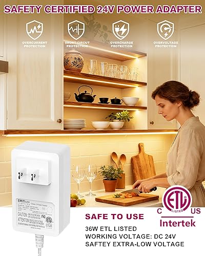 Miniatura 5 de EMITEVER Kit de iluminación para debajo del gabinete, 6 tiras de luces LED COB de 3000 K, blanco cálido, tira de luces LED regulables con