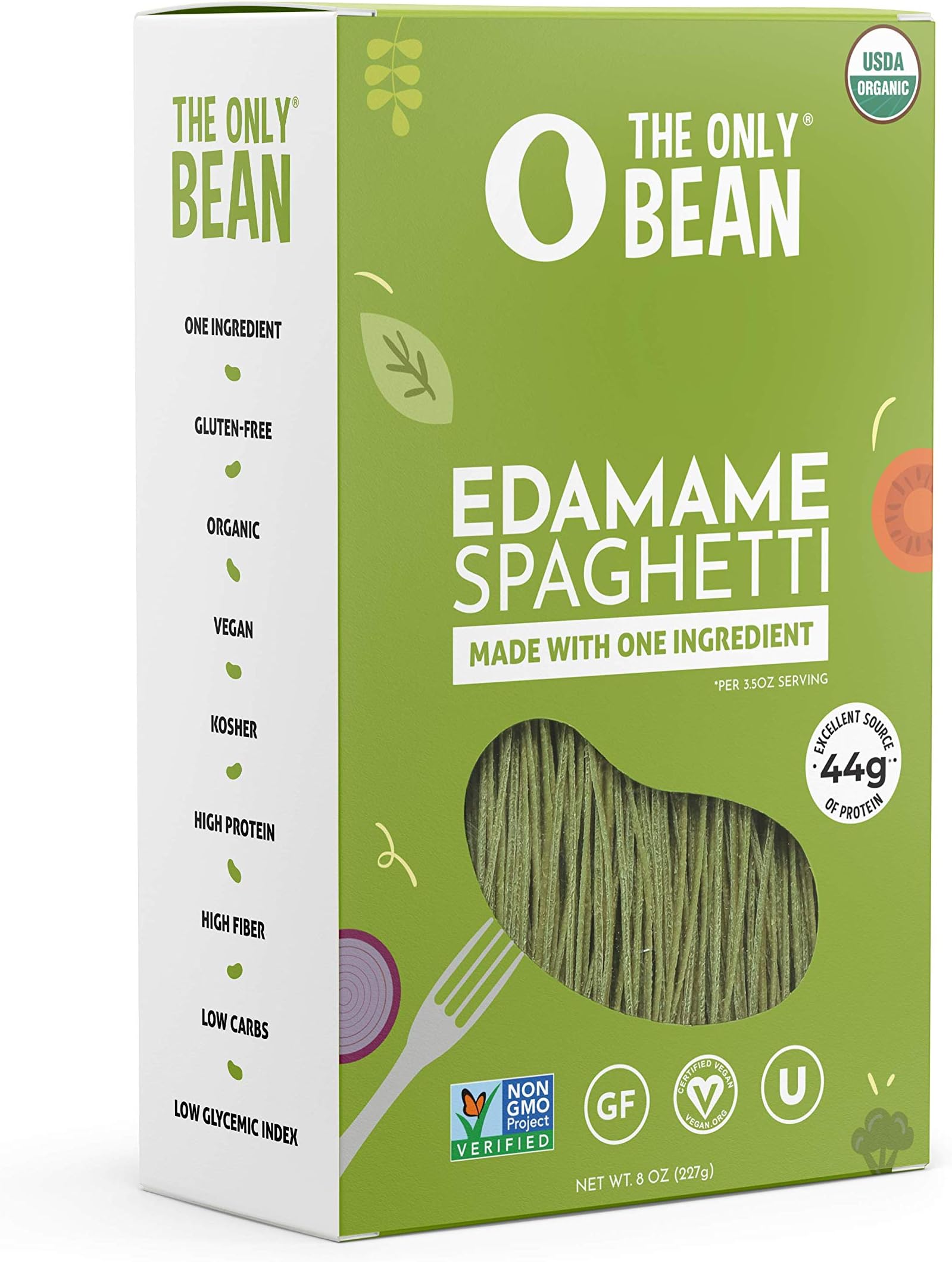 Organic Edamame Spaghetti Pasta - High Protein, Keto Friendly, Gluten-Free, Vegan, Non-GMO, Kosher, Low Carb, Plant-Based Bean Noodles - 8 oz (1 Pack)
