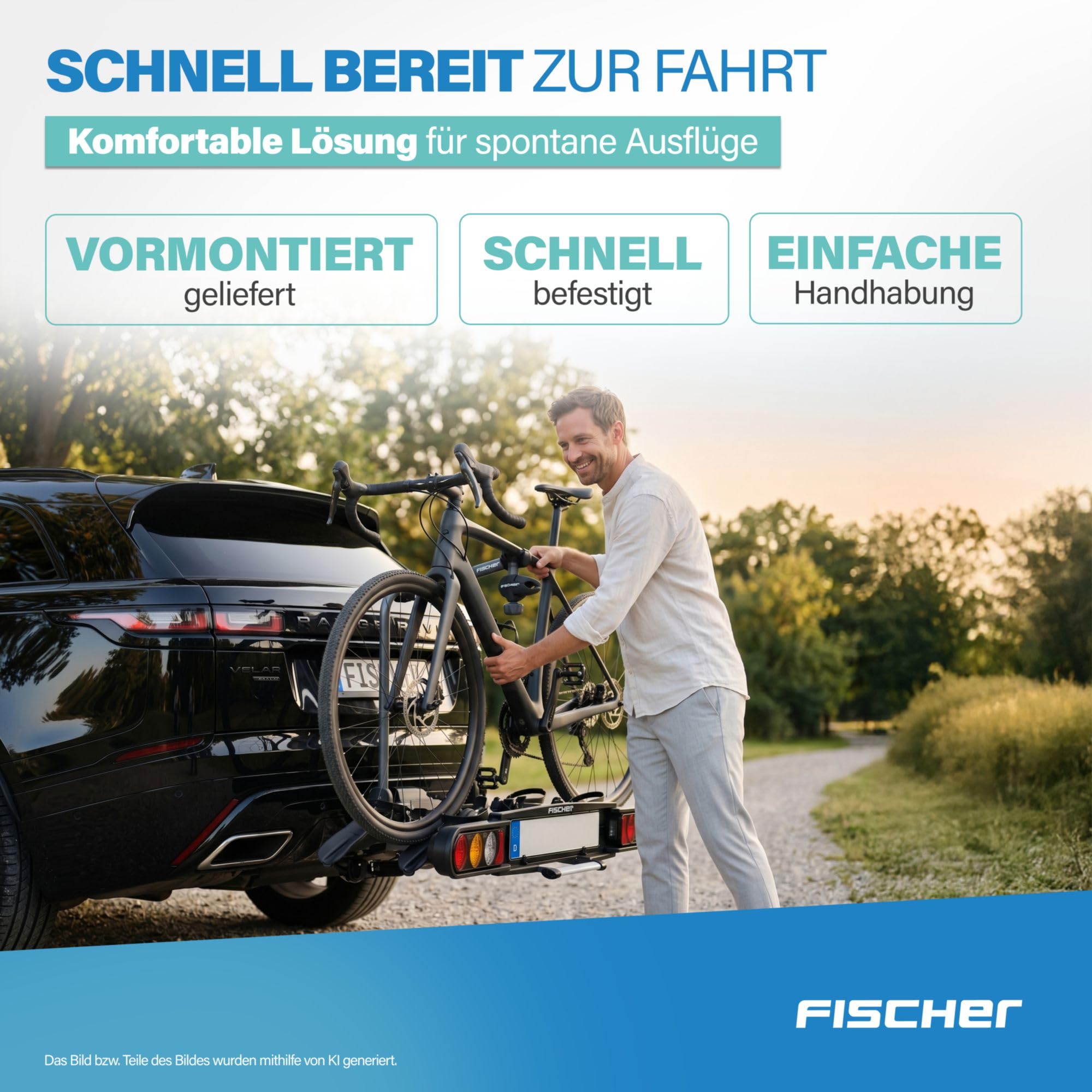 Fischer 126001 - Portabiciclette Proline Evo, per 2 biciclette o biciclette elettriche.