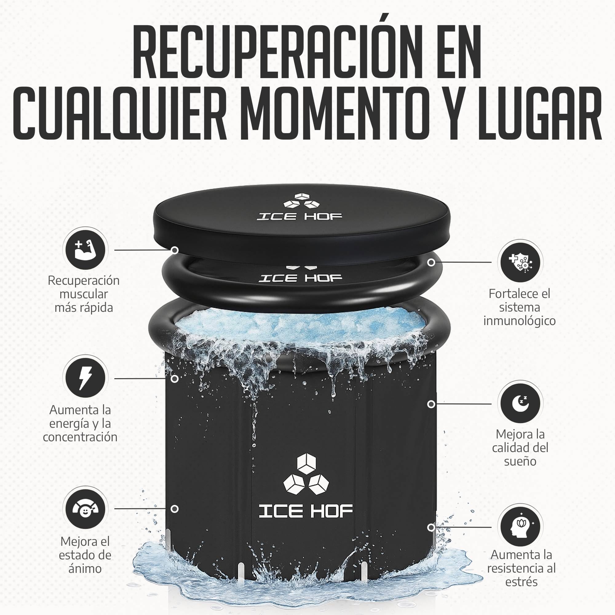 Ice Hof® Bañera Hielo Recuperación 400L | Nueva Versión Mejorada 2026 Extra Grande Ø80x80 cm | Cold Plunge Tub – Piscina de Hielo Inmersión Individual | Ice Bath Tub para Baños de Agua Fría