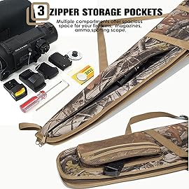 RAVOINCC Rifle Case Soft Shotgun Cases - Water Resistant Gun Carry Bag for Scoped Rifles with 3 Accessory Pockets Adjustable Shoulder Strap Available Length in Camouflage 46 Inch