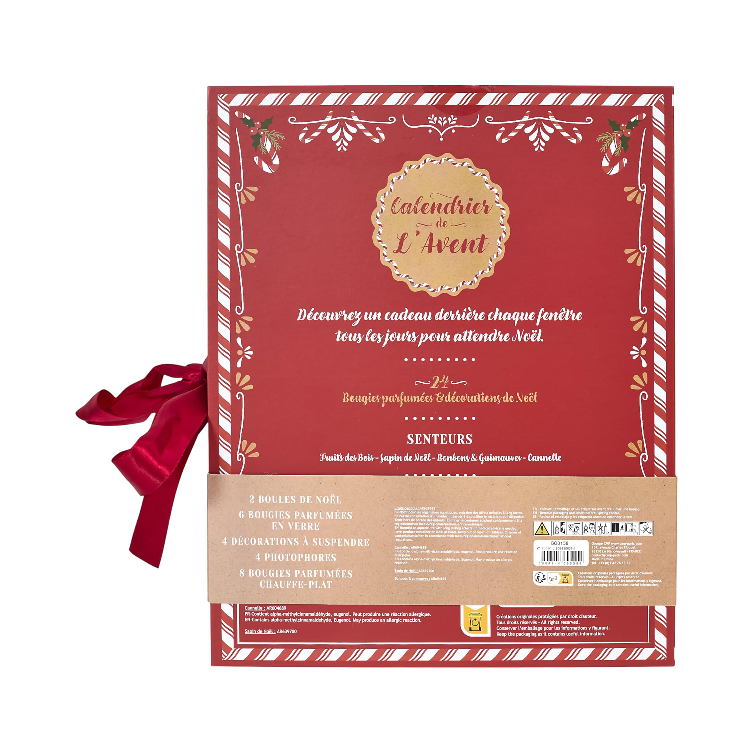 HOME DECO FACTORY Calendrier de l'Avent Bougie et Surprises de Noël Marron