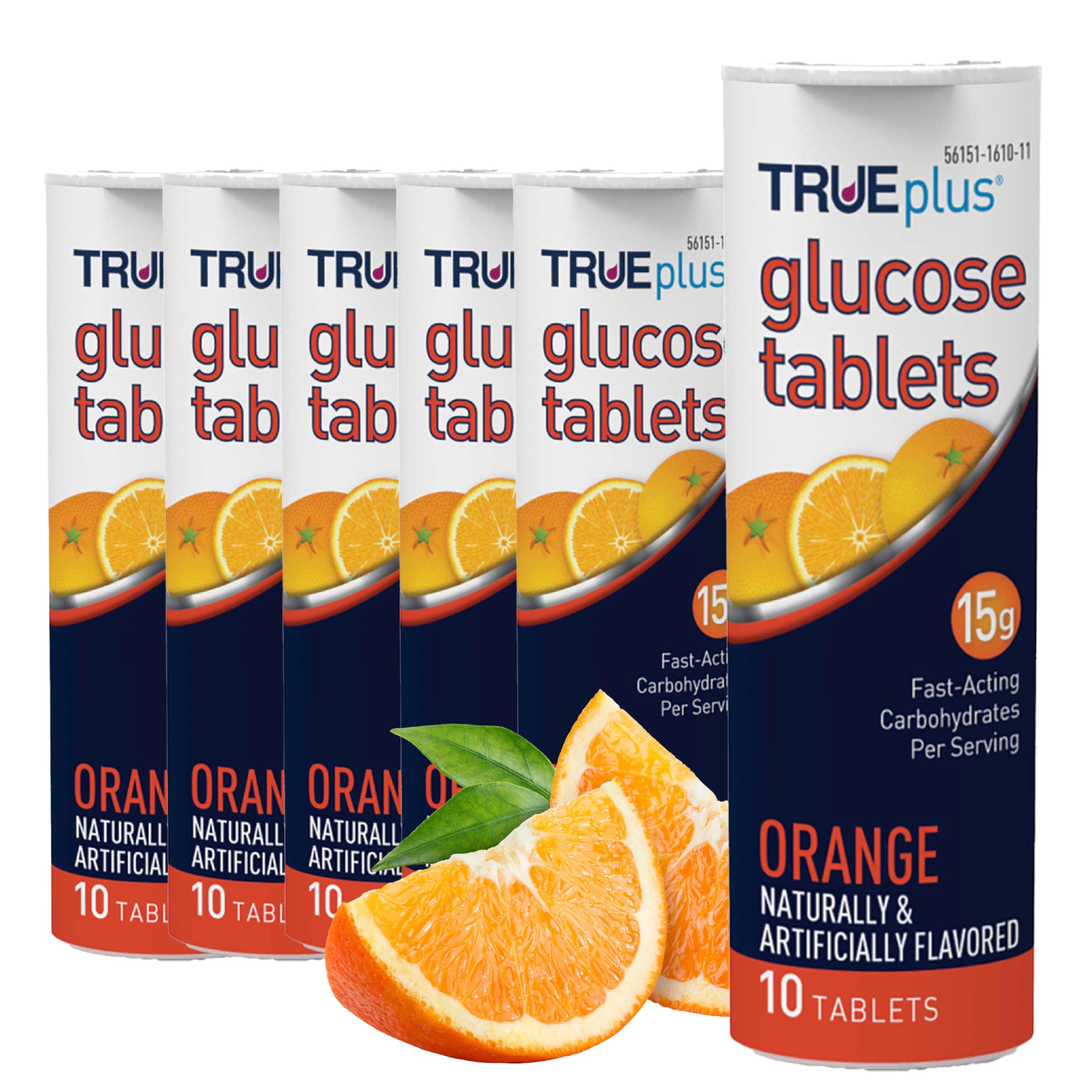 TRUEplusGlucose Tablets, Orange Flavor - 6X 10ct Tubes