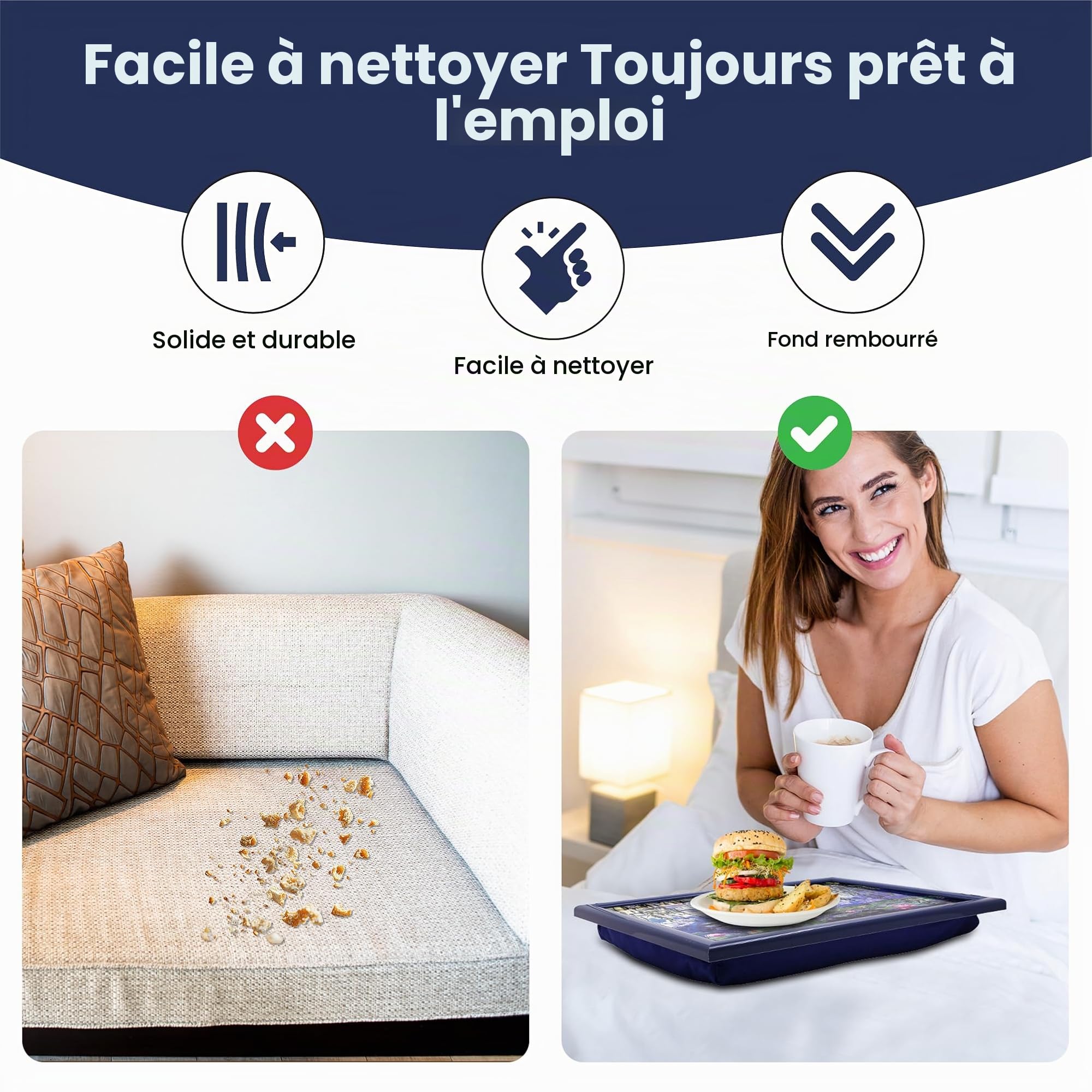 Lesser & Pavey Plateau rembourré avec Coussin rembourré pour Ordinateur Portable, Boissons, Nourriture, Petit-déjeuner, pour la Maison et Le Bureau – Claude Monet