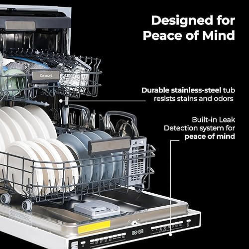 Miniatura 6 de Kenmore Lavavajillas integrado de 24 pulgadas  Tina silenciosa con detección de suciedad turboseco, fugas y lavado inteligente  15 ajustes de lugar