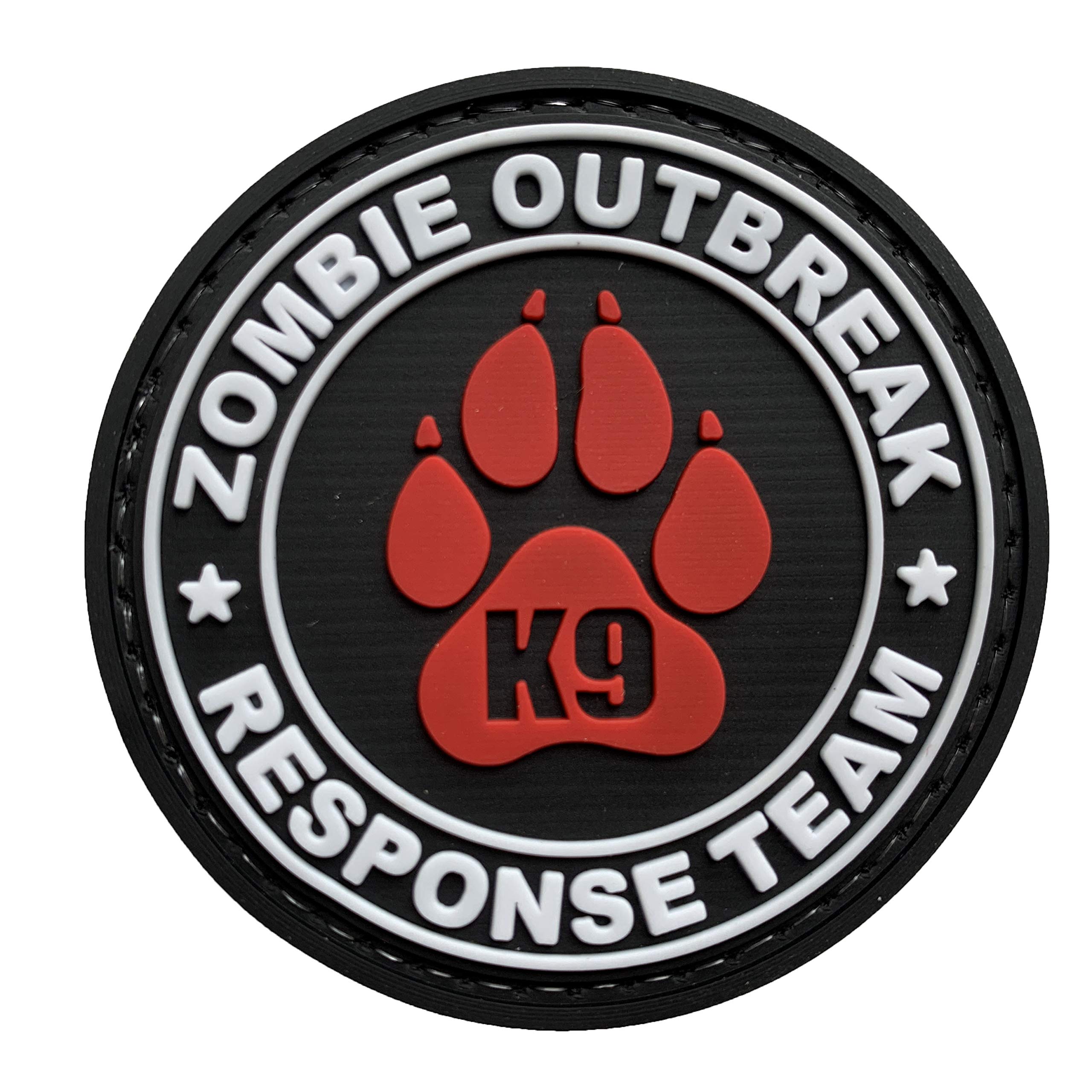 Zombie Outbreak Response Team K9 Paw Canine Unit Tactical PVC Patch Combat Badge with Hook Fastener Backing (Red)