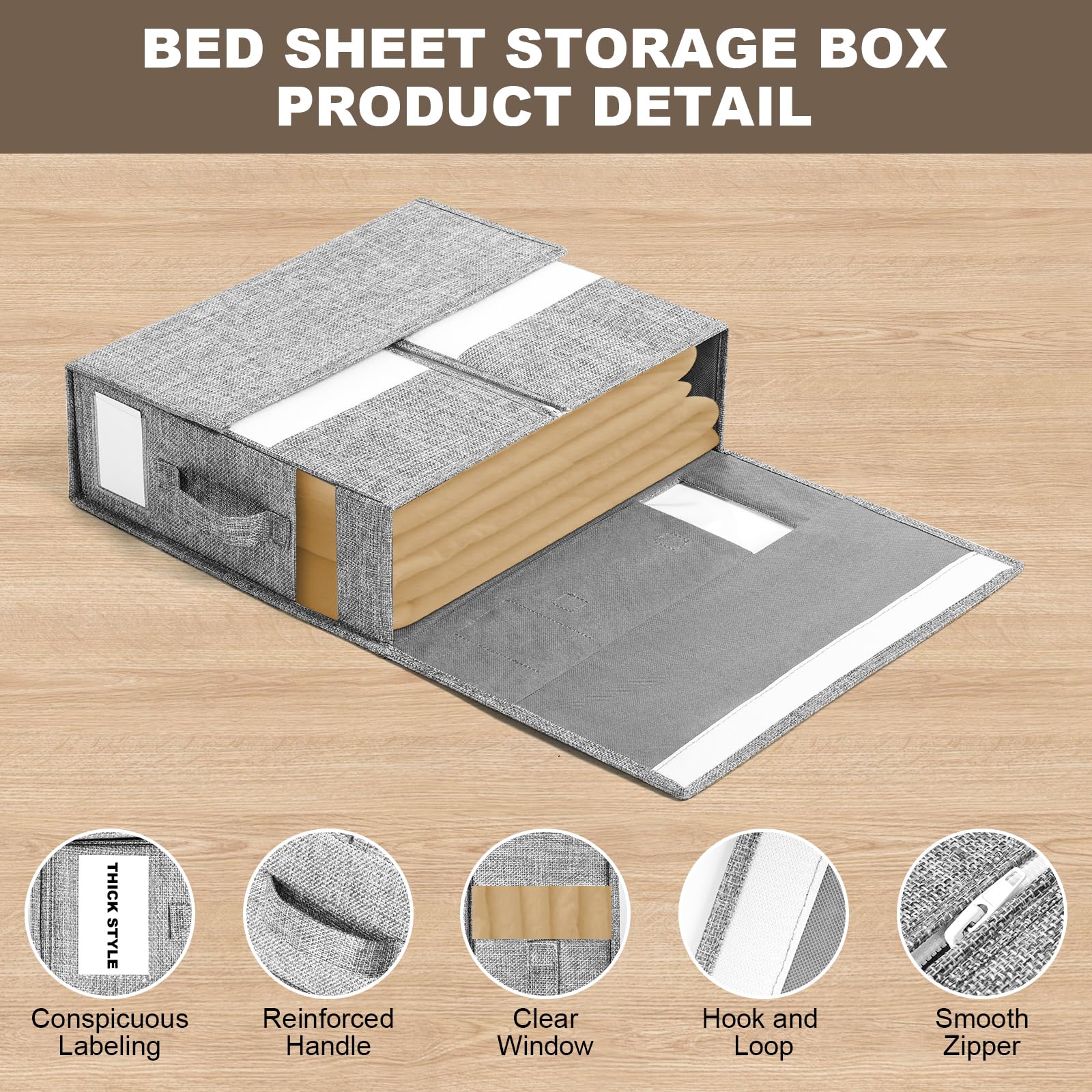 Lesfit 3*66L, Boîtes De Rangement Pliables Avec Zip Au Flanc, Demi