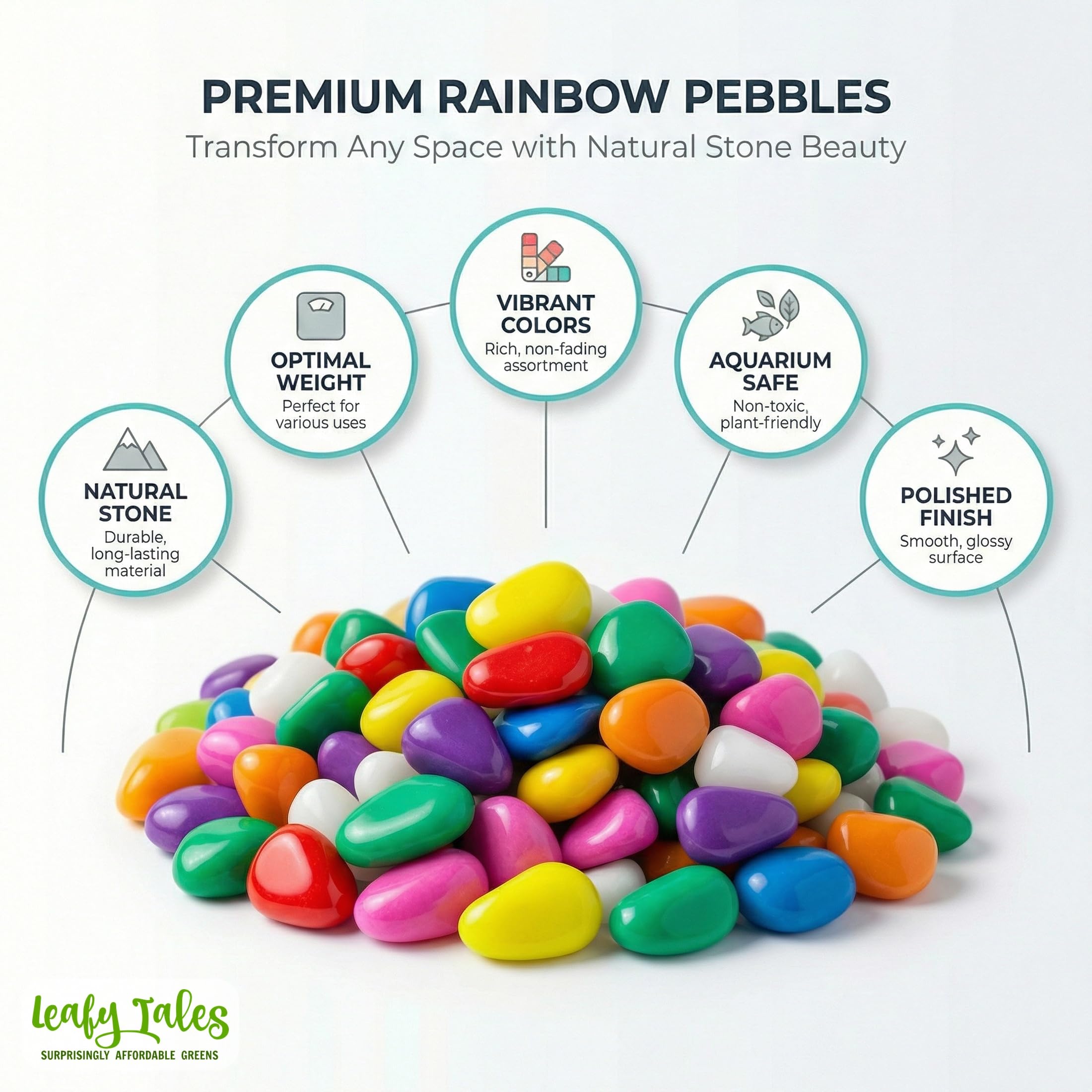 Leafy Tales Rainbow Colored Pebbles 1 kg 1