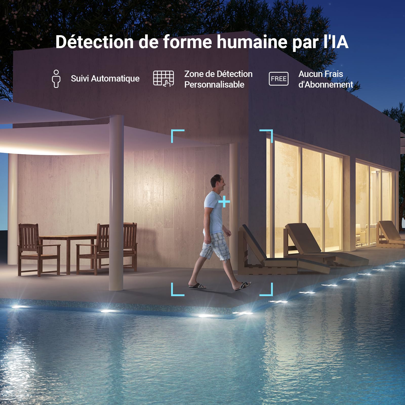 EZVIZ POE 2K Caméra de Surveillance WiFi Extérieure avec Détection de Personne, Suivi Auto, Vision Nocturne en Couleur, Alarme Sirène et Flash, Audio Bidirectionnel, H.265, Compatible Alexa, H8c PoE
