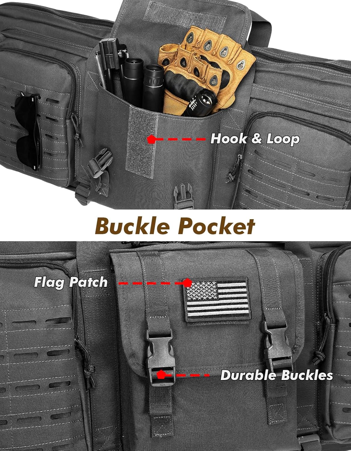 32 inch Soft Rifle Case Rifle Bag, Double Gun Case for Hunting Shooting, Long Gun Carry Bag with Lockable Zipper Laser-Cut Design