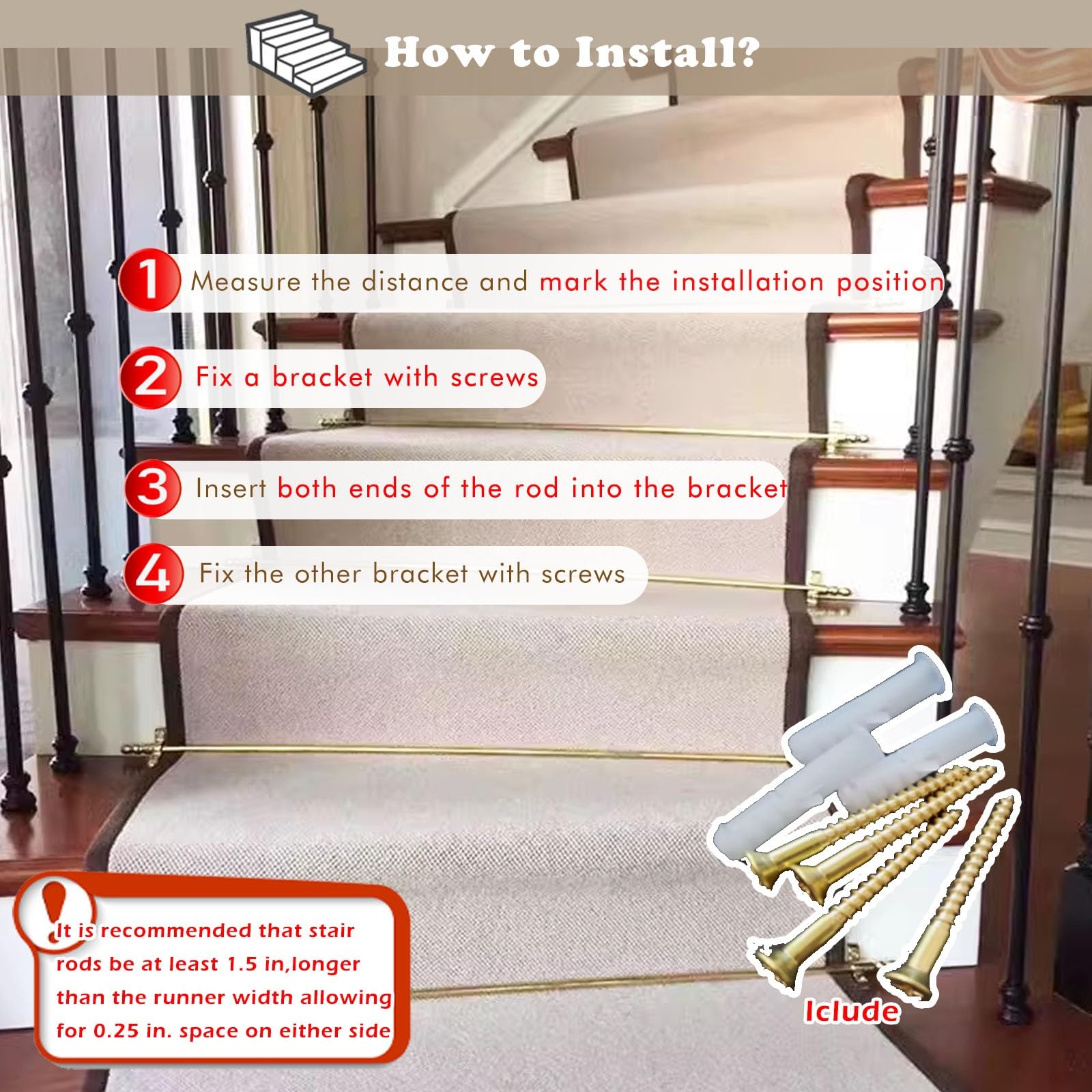 5 Paires De Supports De Tapis D'escalier Baldwin – Modèle 0751-030 – Laiton Poli – Neuf