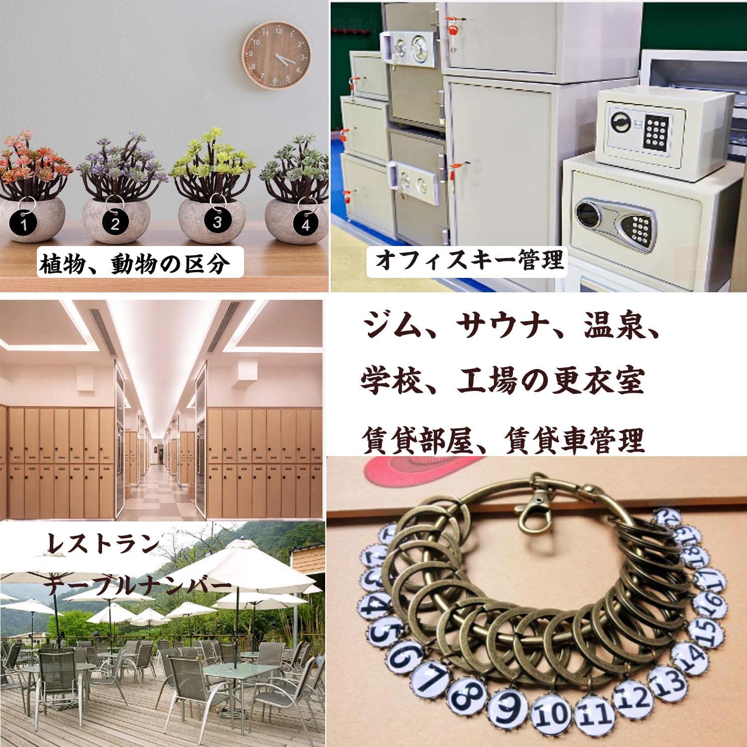 Amazon | タグ キーホルダー 名札番号札50枚書ける ネーム分類ID