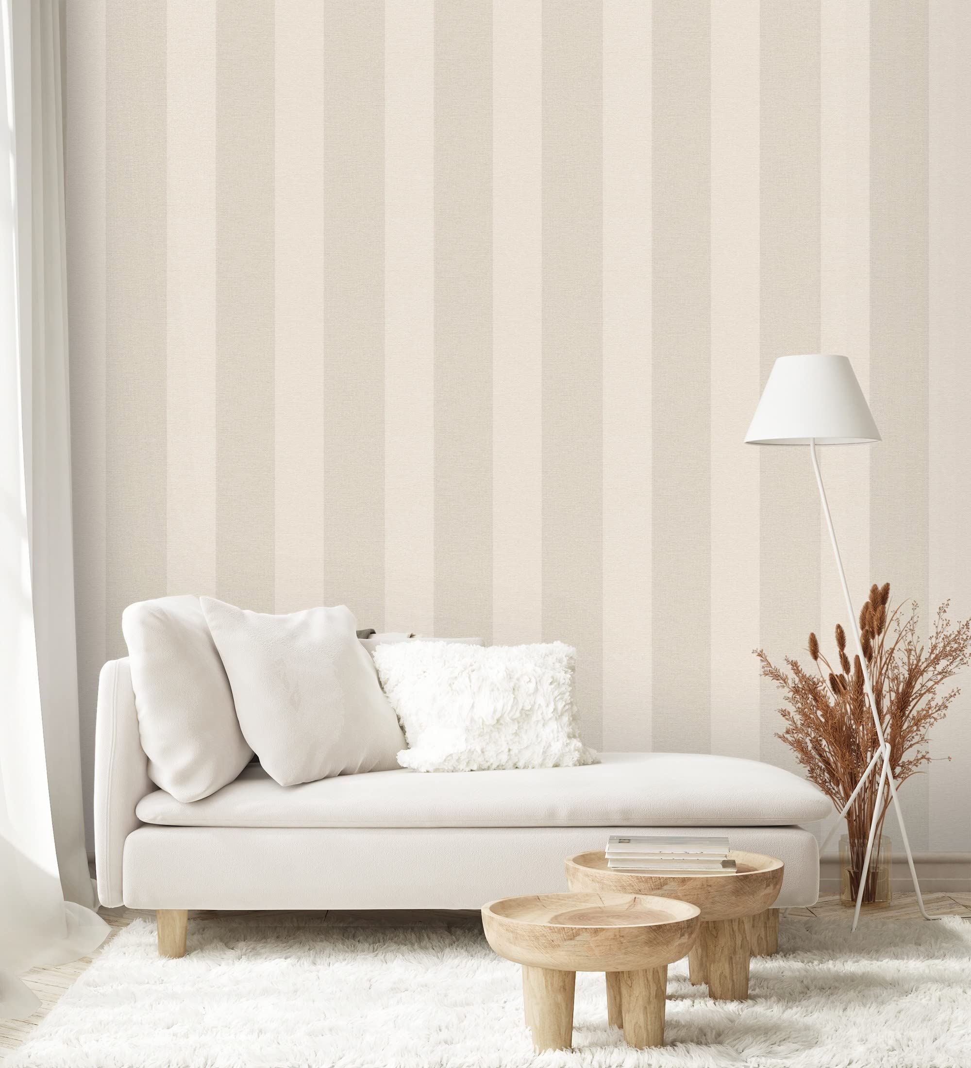 GAULAN 6973 - Papel pintado vinílico lavable de rayas clásicas efecto textil textura en relieve para pared salón cocina baño dormitorio mueble - Rollo de 10 m x 0,53 m