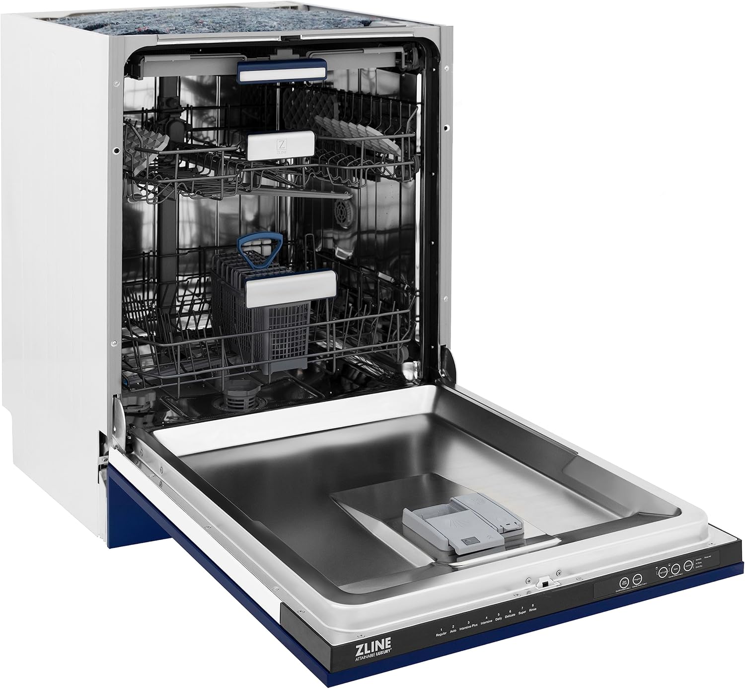 ZLINE 24" Tallac Series 3rd Rack Tall Tub Dishwasher in Blue Gloss with Stainless Steel Tub, 51dBa (DWV-BG-24)