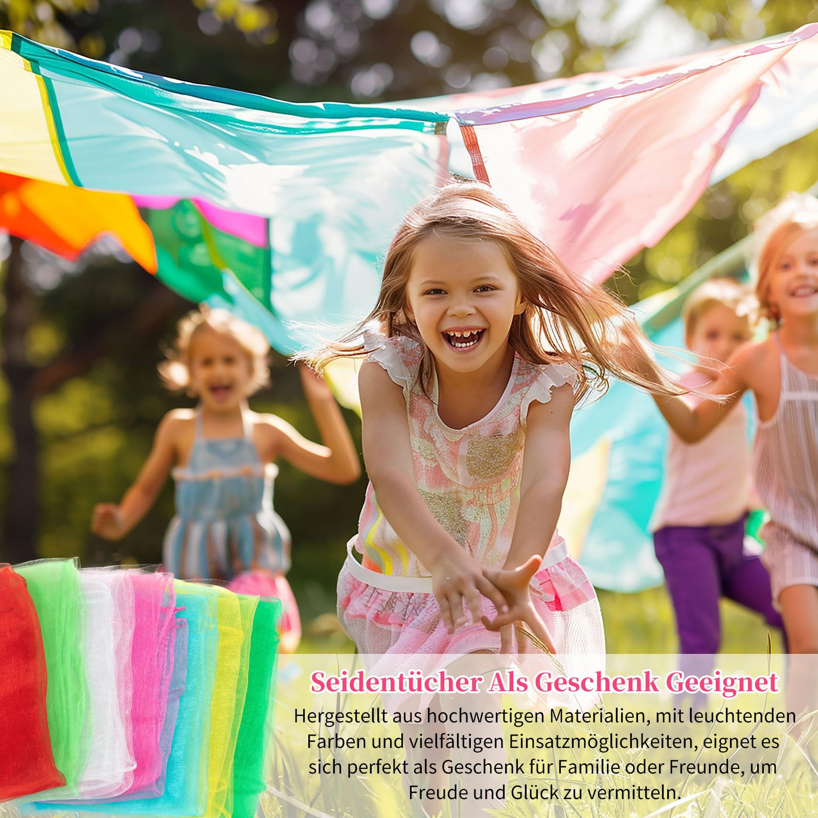 Kunoli 24 paños de malabares para niños, paños coloridos para bebé, 60 x 60 cm, paños cuadrados de colores para niños, adecuados para espectáculos infantiles como danza, fiestas infantiles — view 5