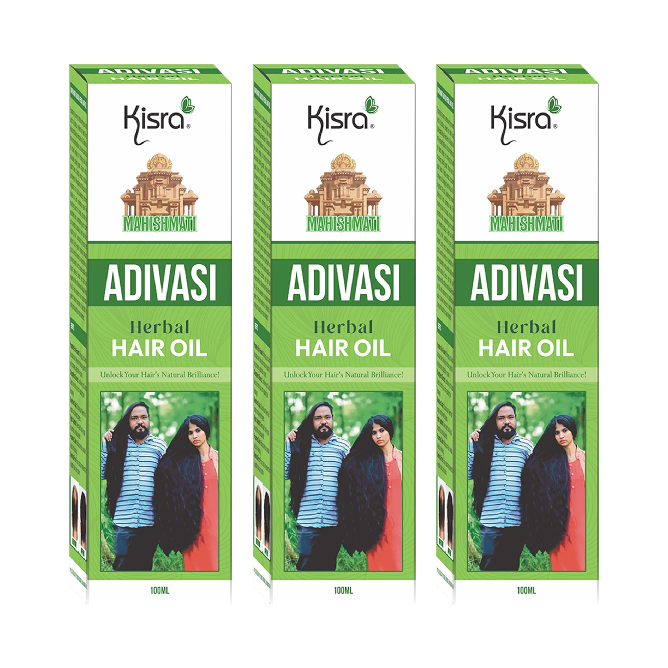 Mahishmati Original Adivasi Herbal Hair Growth Oil, Controls Hair fall, Strong and Healthy Hair, Repair Frizzy Hair | Scalp Nourishment | Helps Hair Thickening | Reduces Split Ends 100ml (Pack of 3)