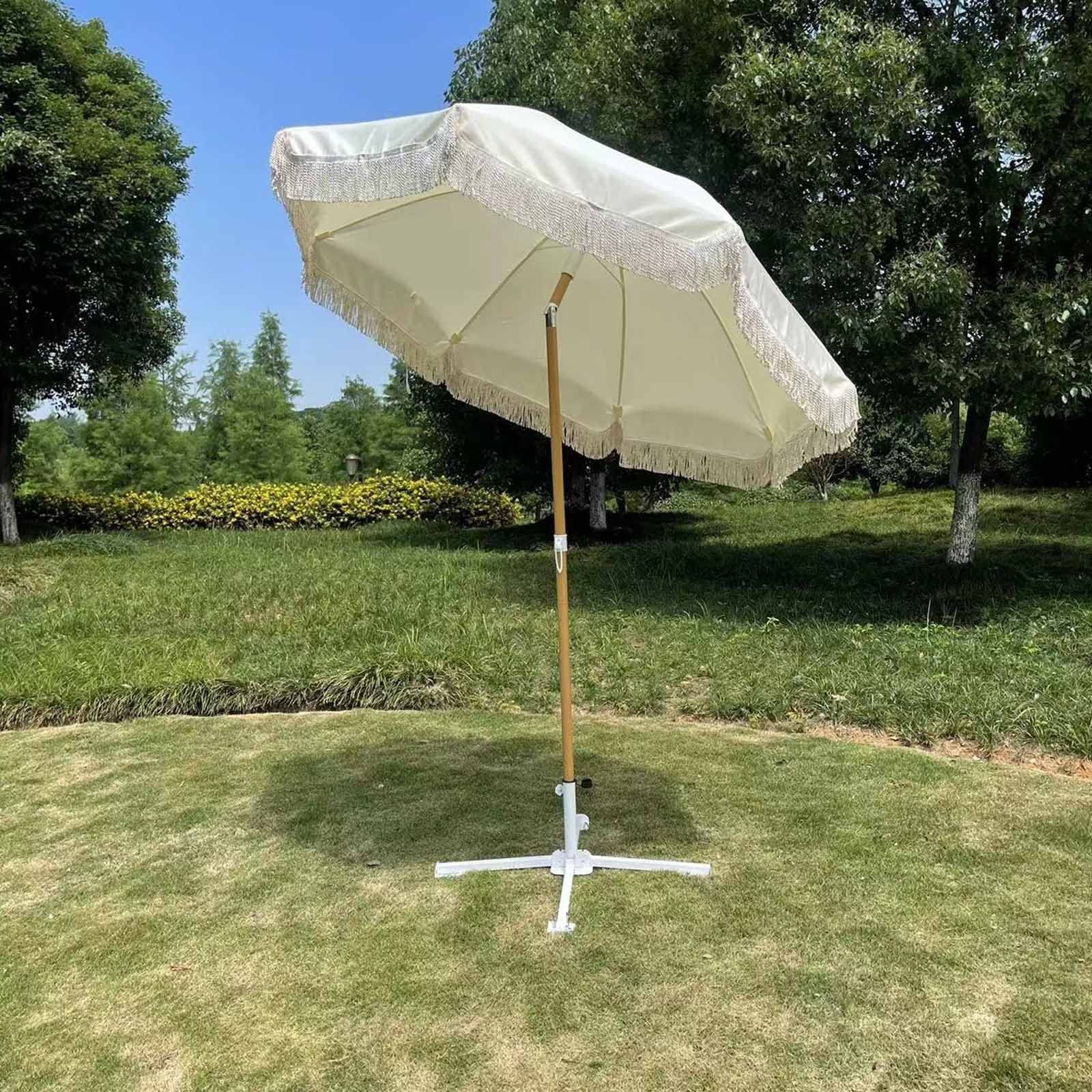 Parasol Ogrodowy, Parasol Tarasowy Z Frędzlami, Parasol Przeciwsłoneczny Z Funkcją Pochylania,Wit