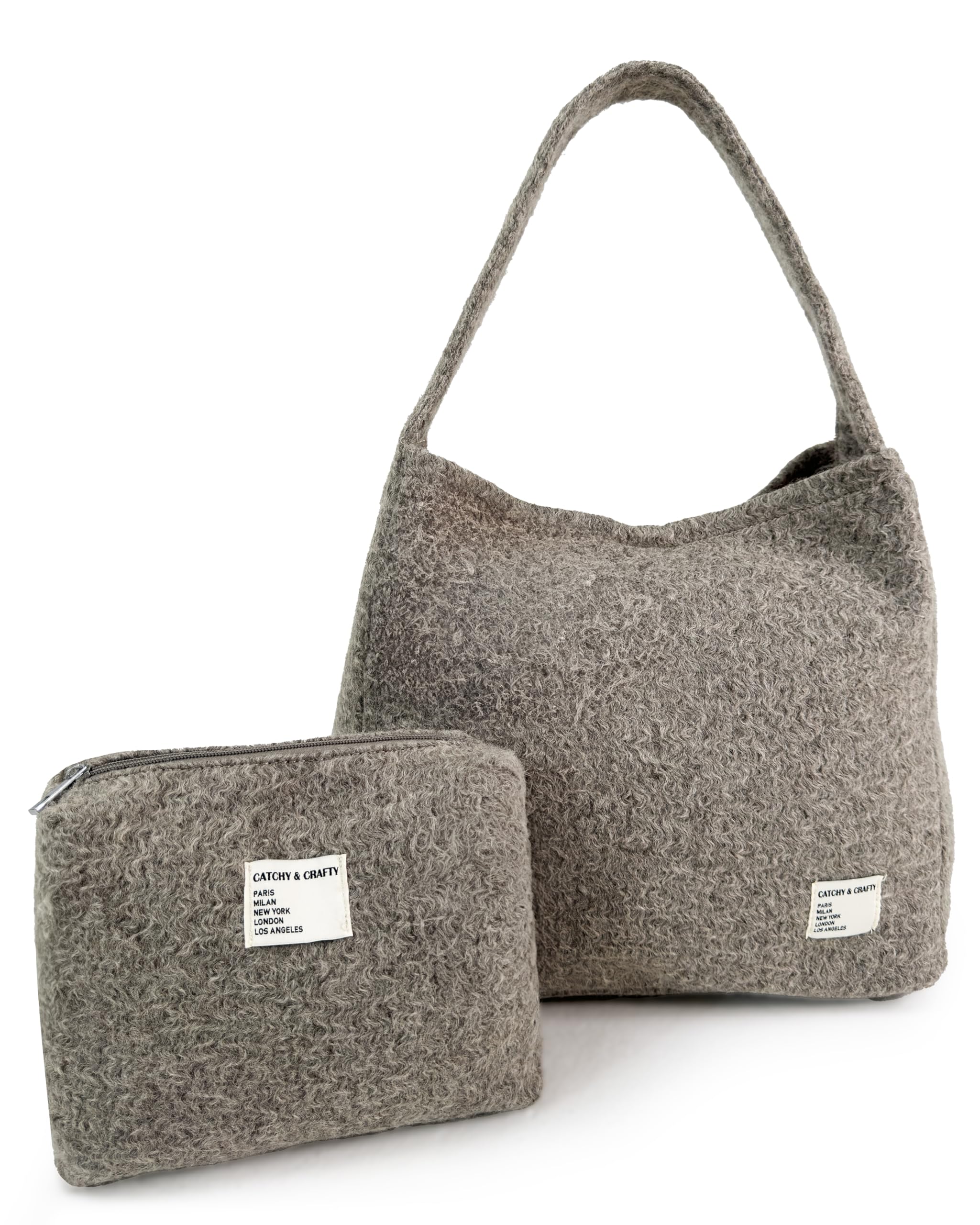 CATCHY CRAFTY Tote Bag for Women - Plush Large Hobo Gym Bag for Workout Yoga Travel - Fluffy