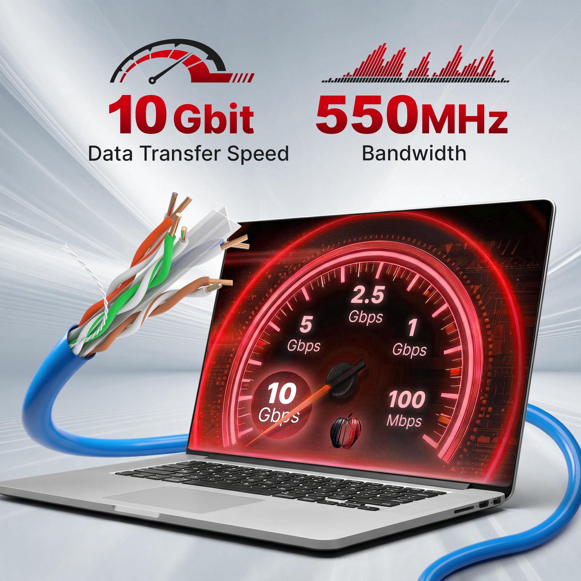 Big-A Plenum - Cavo Ethernet Cat 6, 305 m, Cat6 (CMP), 550 MHz, cavo Ethernet Bulk non schermato, UTP, 10 Gigabit, cavo di rete solido, colore: Blu