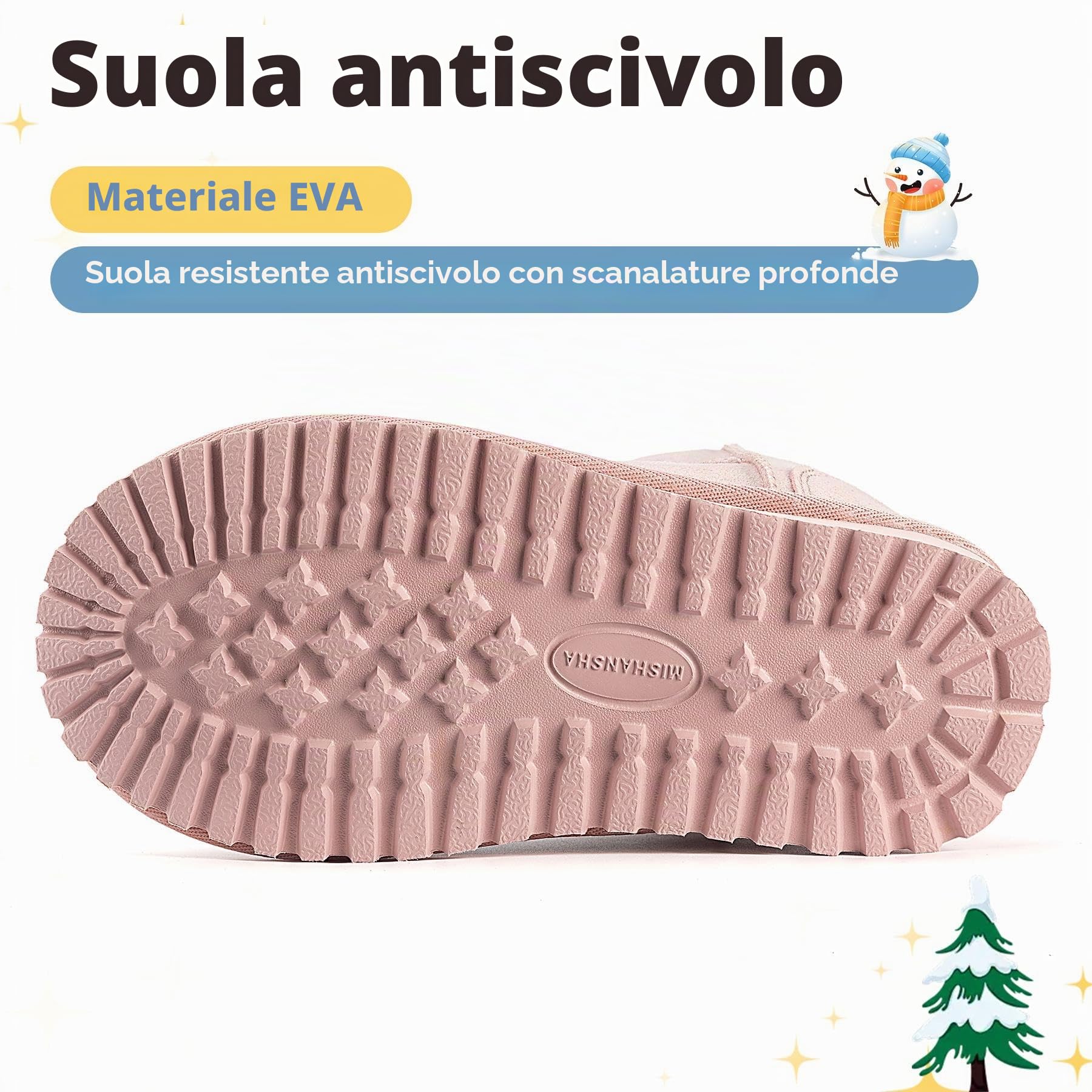 Mishansha Stivali da Neve Bambini Calde Foderate Invernali Gr.24-36 | Scarpe Invernali,Fodera Calda,Antiscivolo,Bambino e Bambina,Stivaletti Invernali,Escursionismo Neve
