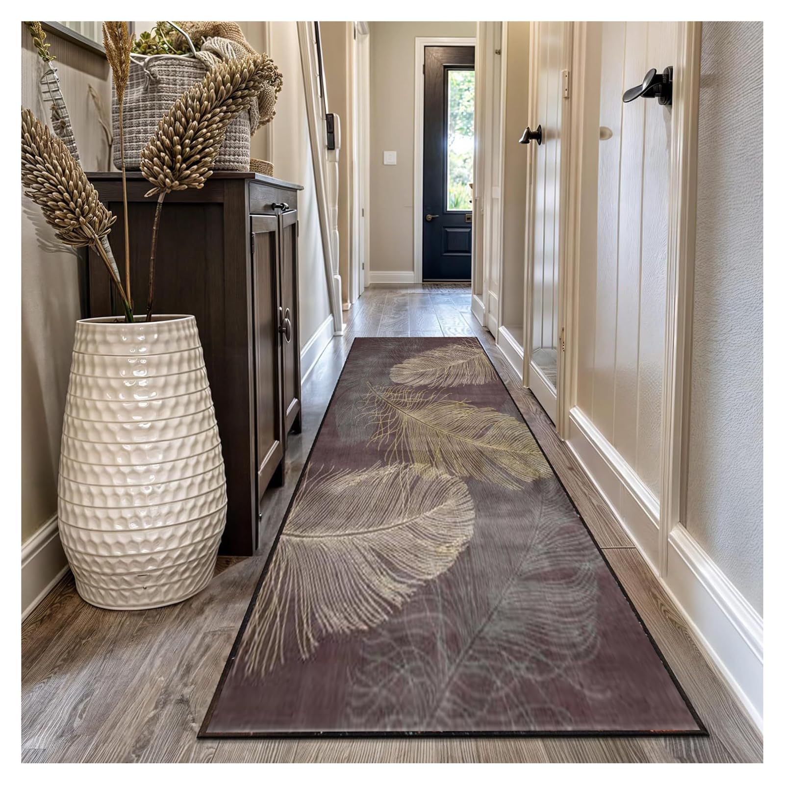 Alfombra Corredor Larga Antideslizante 60x320cm marrón Alfombras de Cocina Lavables Absorbente Alfombra de Estrecha Pasillo Moderna para Corredor Cocina Lavandería Entrada Puerta Pasillos