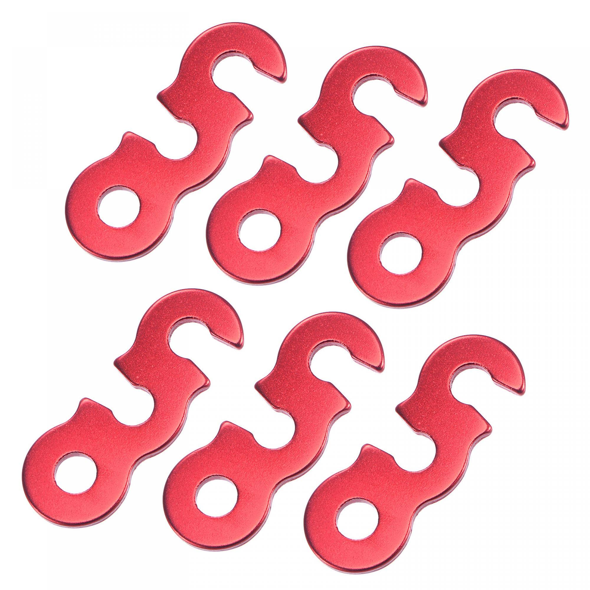 sourcing map Aluminum Rope Tensioner, 8mm Dia. 3 Hole Straight Tent Cord Adjuster for Outdoor Camping Hiking Travel, Red Pack of 12