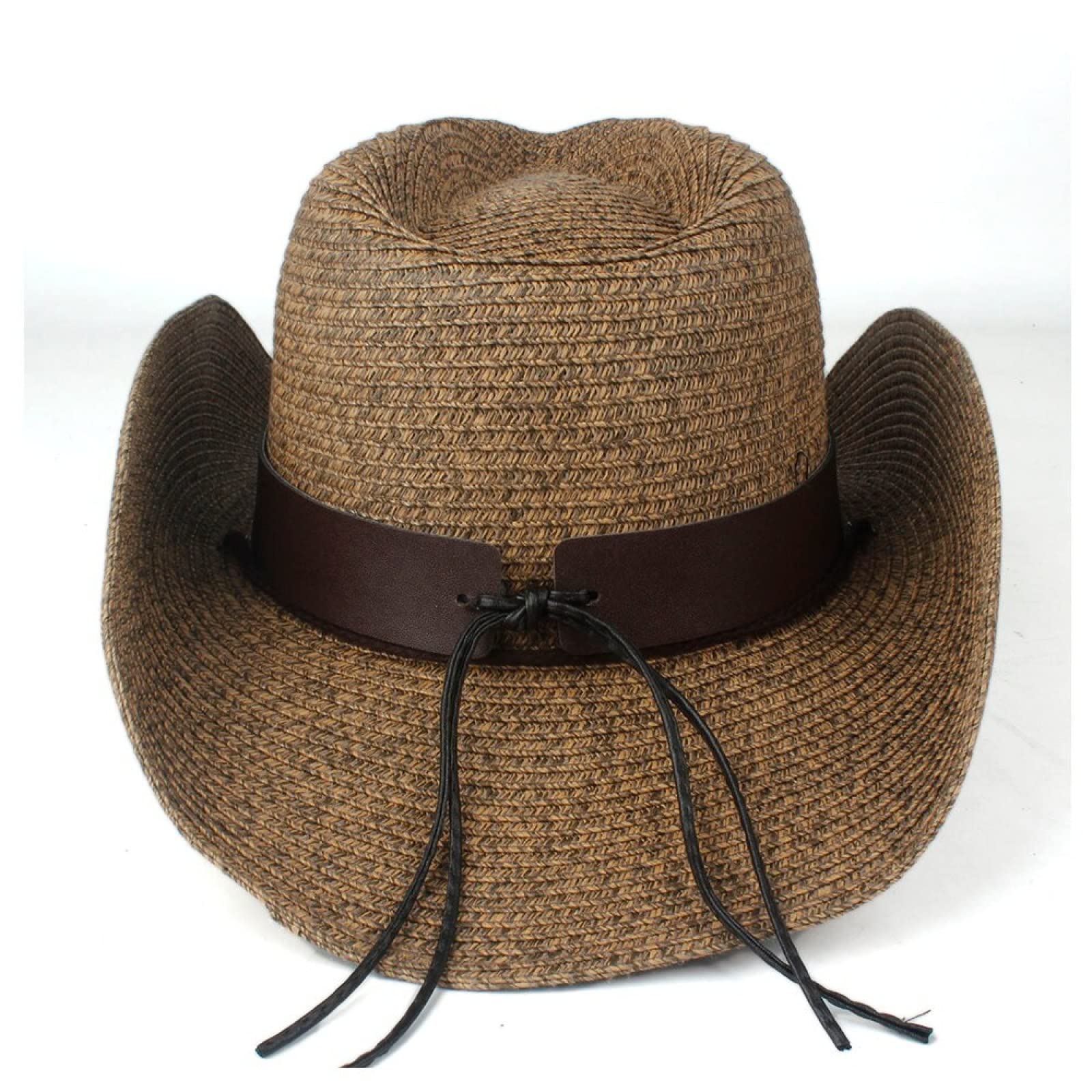 Cappello da Cowboy Estivo in Paglia Uomo Donna Cappello da Cowboy Occidentale Nero Cappello a Tesa Larga Cappello da Cowgirl Sombrero Hombre da Esterno (Nero 5859CM)
