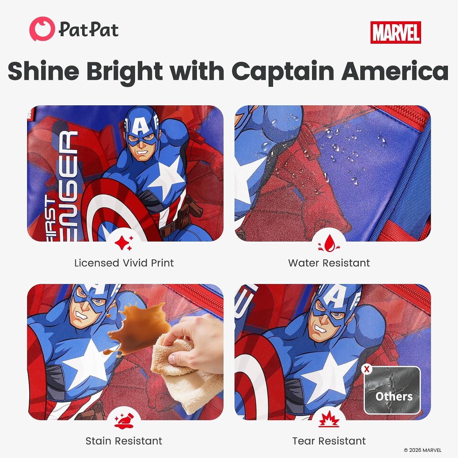 Marvel Captain America Boys Backpack Elementary