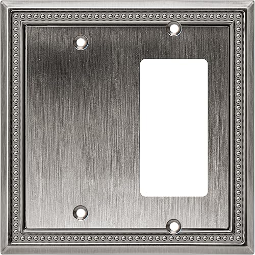 Miniatura 33 de Henne Bery Sunken Pearls - Placa de pared decorativa resistente para interruptor, cubierta para tomacorrientes (doble dúplex, níquel satinado)