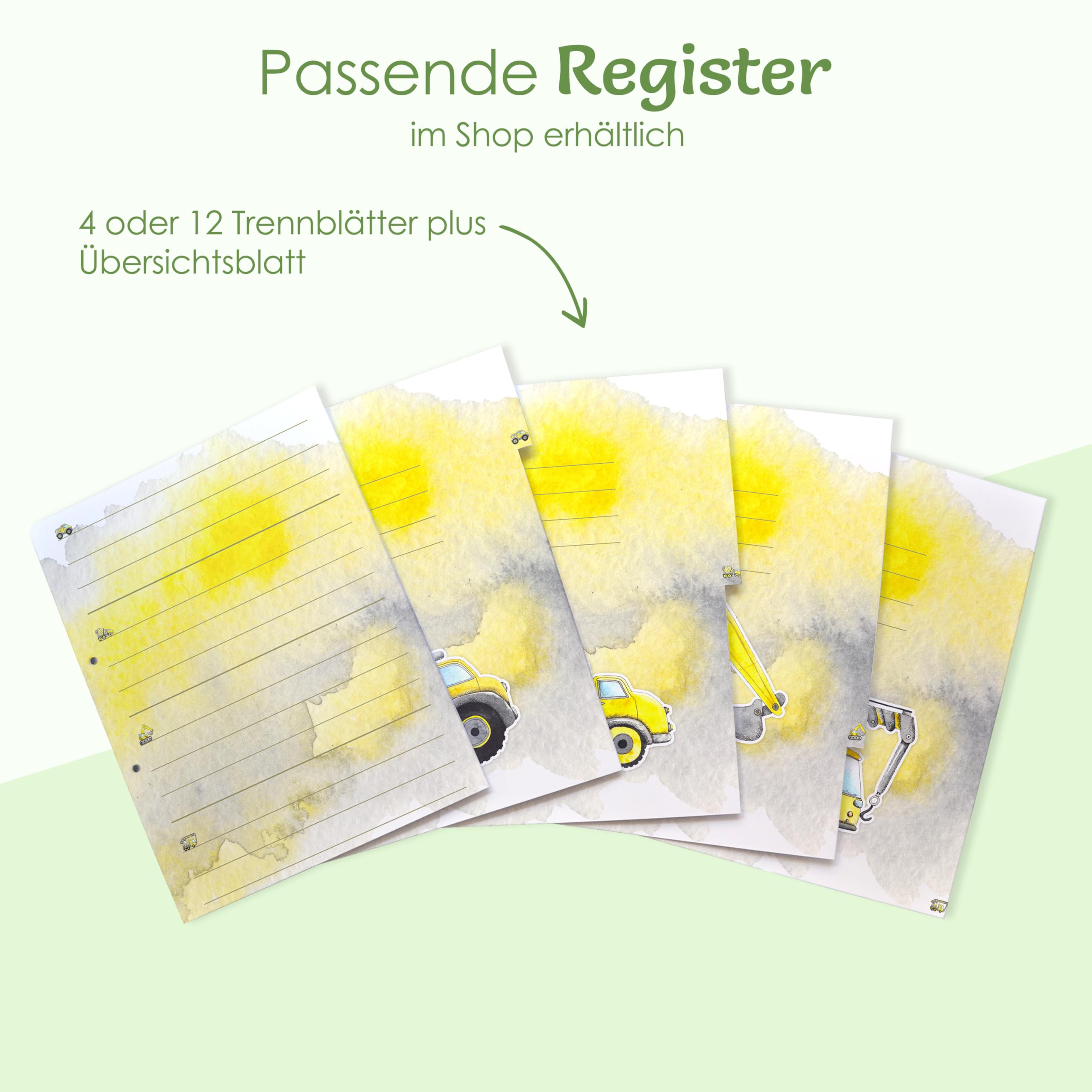 Ordner Bagger, Kindergartenordner A4, Aktenordner personalisiert, Portfolio Kindergarten personalisiert, Krippenordner Portfolio, Motivordner Bagger, Ordner mit Namen Kinder, Feenstaub