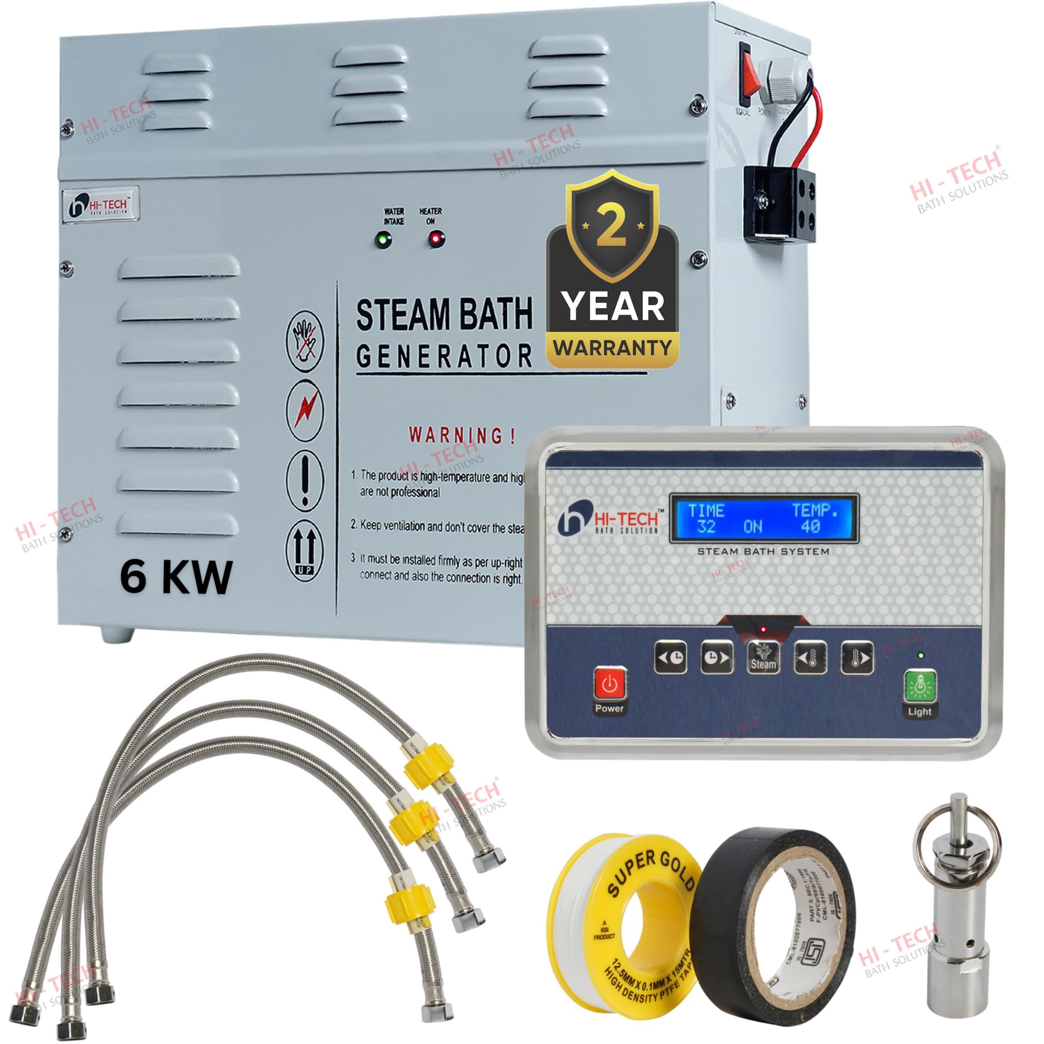 Steam Bath Generator 6 Kw For Bathroom, Gym, Spa, Hotel | Mild Steel 304 With Digital Control Panel, Water Filter, Auto Drain, Auto Time & Temp Machine-image-47