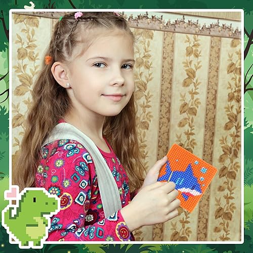 Miniatura 7 de Pllieay Kit para principiantes de punto de cruz 10 en 1 para niños, kit de bordado incluye 10 piezas de lona de malla de plástico con patrón, 15