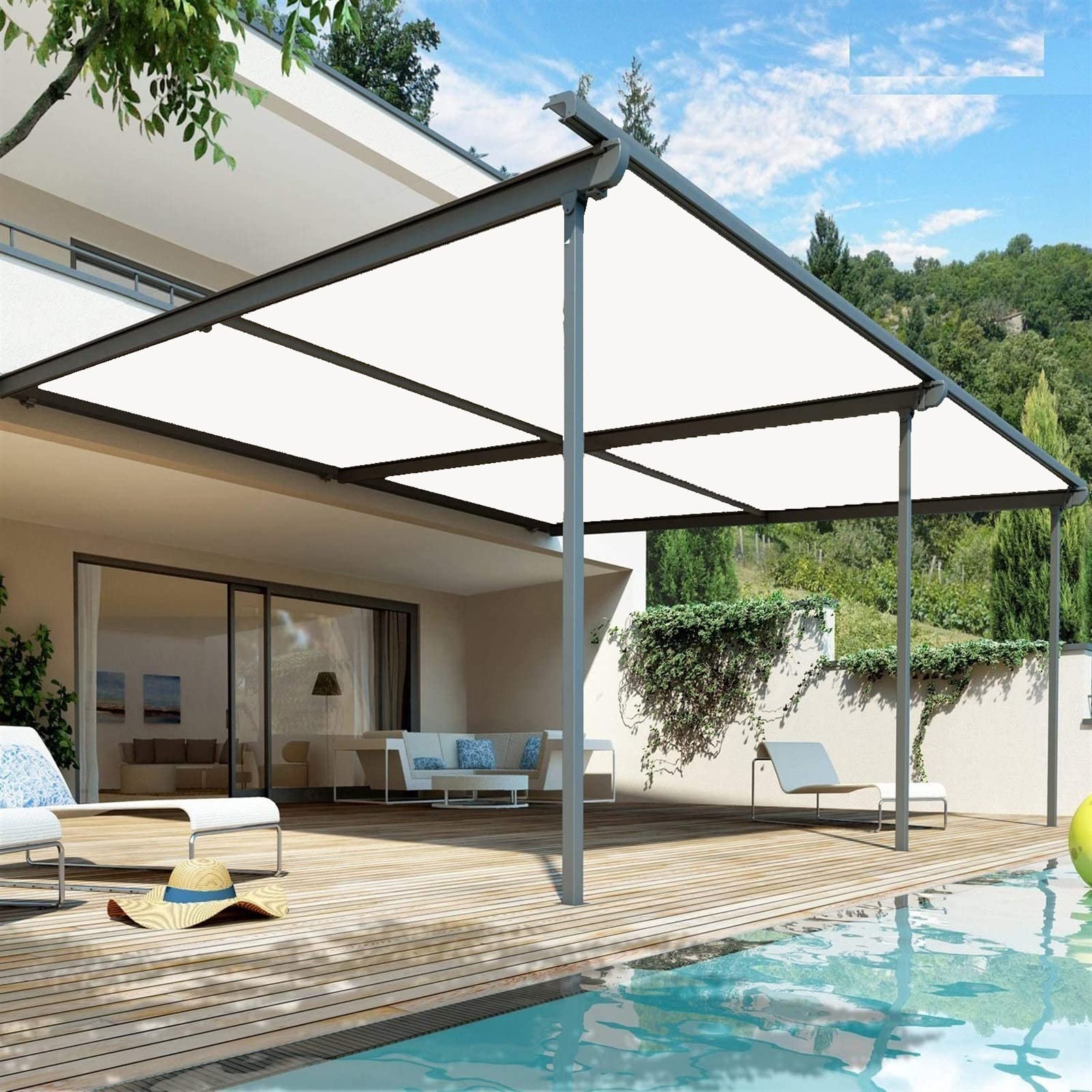 Voile d'ombrage de jardin 1,3 x 3,6 m – Tissu anti-UV à 95 % pour patio, terrasse, piscine, jardin – Durable – Résistant aux intempéries – Protection solaire pour extérieur, blanc, 22622