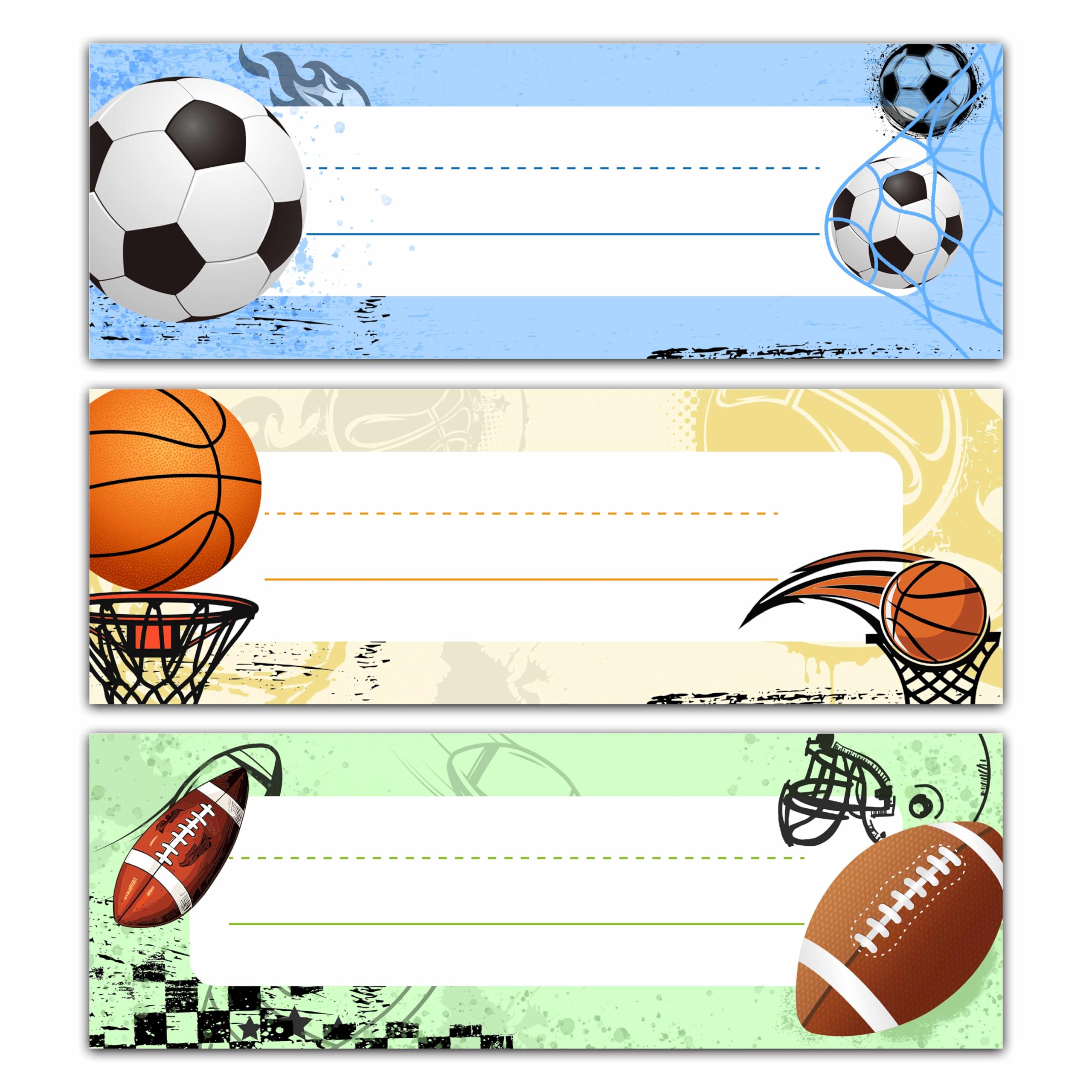 Basketball Football Rugby Name Tags, Sports Themed Classroom Decor Stickers, Classroom Desk Number Line Name Tags for Kids, Name Tags Desk Stickers