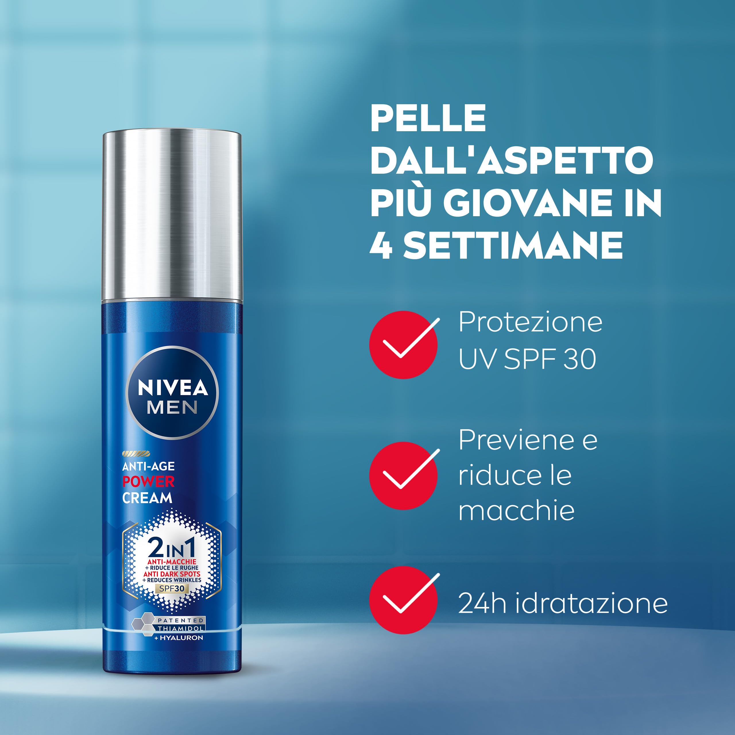 NIVEA MEN Anti-Age Power Routine Giorno & Notte, Skincare Kit con siero viso uomo Anti-Age Power Serum 30 ml e crema viso uomo Anti-Age Power Cream 2in1 SPF30 50 ml con Thiamidol brevettato