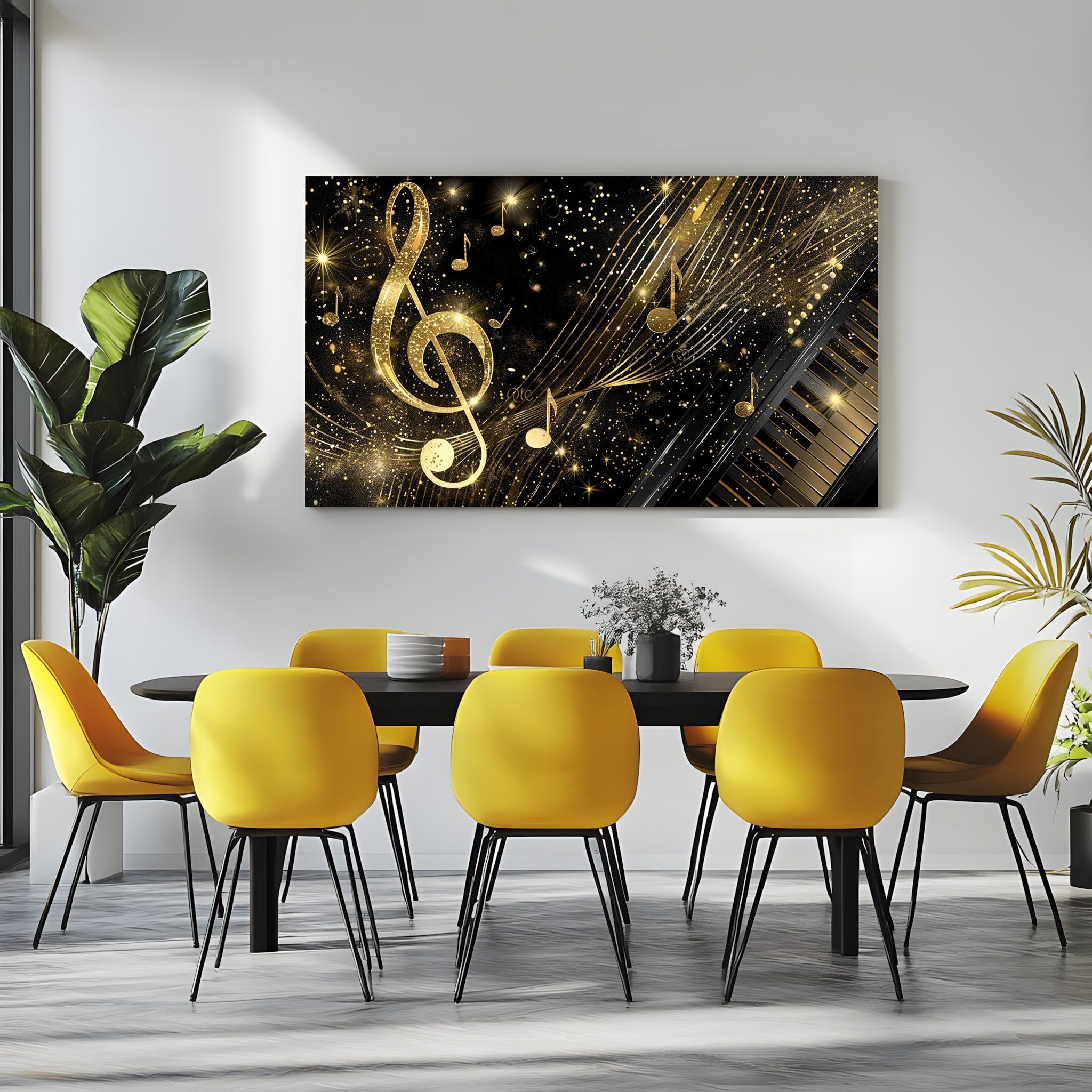 Generico Musicale Chiave di Violino Quadri Per La Camera Da Letto 80x120 cm | Rock Pianoforte Quadri Moderni Soggiorno Su Tela Stampa Da Parete Lusso Nota Musicale Grandi Dimensioni Per Ufficio E Salotto