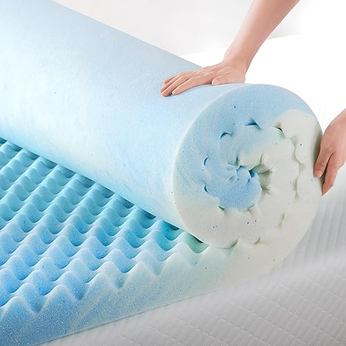 ZINUS Cubrecolchón de espuma viscoelástica de gel en espiral de 1.5 pulgadas, embalaje WonderBox más pequeño, más cómodo, enfriamiento, diseño de