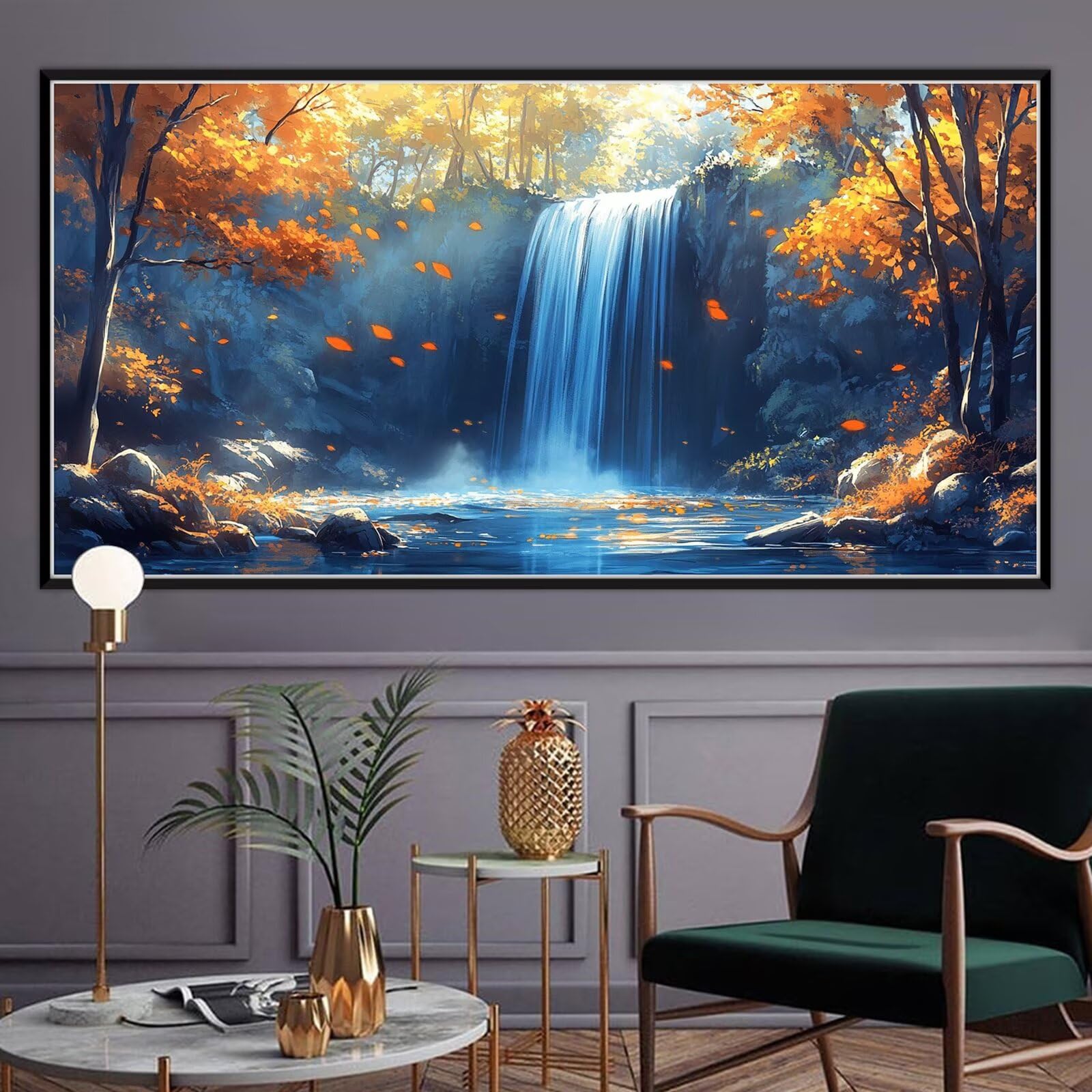 Jesień Malowanie według numerów dla dorosłych, 2025 Początkujący i dzieci DIY Zestaw Lake 90x180 cm Malowanie według numerów farb akrylowych z pędzlami na płótnie,Prezent do dekoracji ścian domu, bez