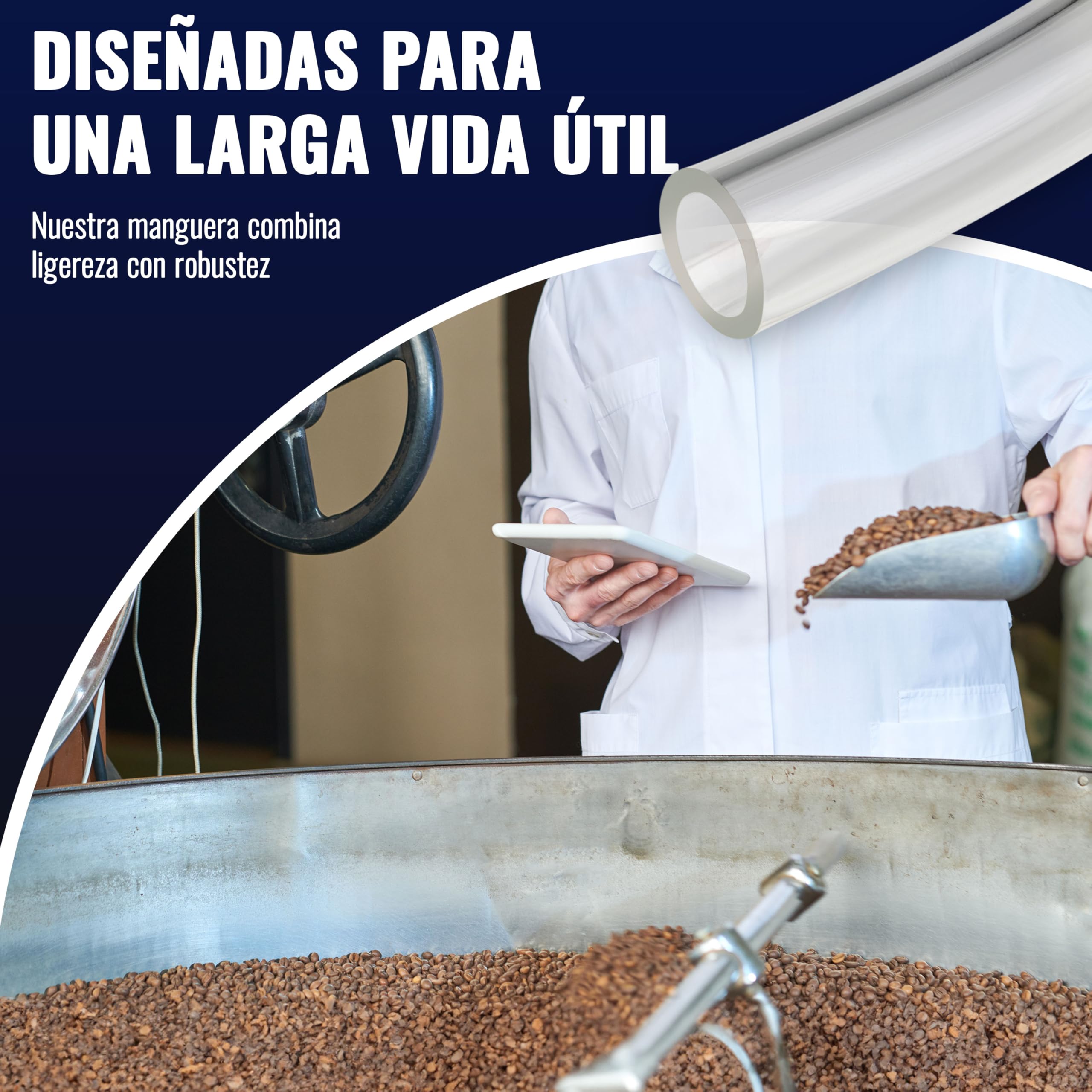 Poppstar Manguera transparente PVC 5m 5/8 mm -5°C a +65°C 2 bar para agua comestible