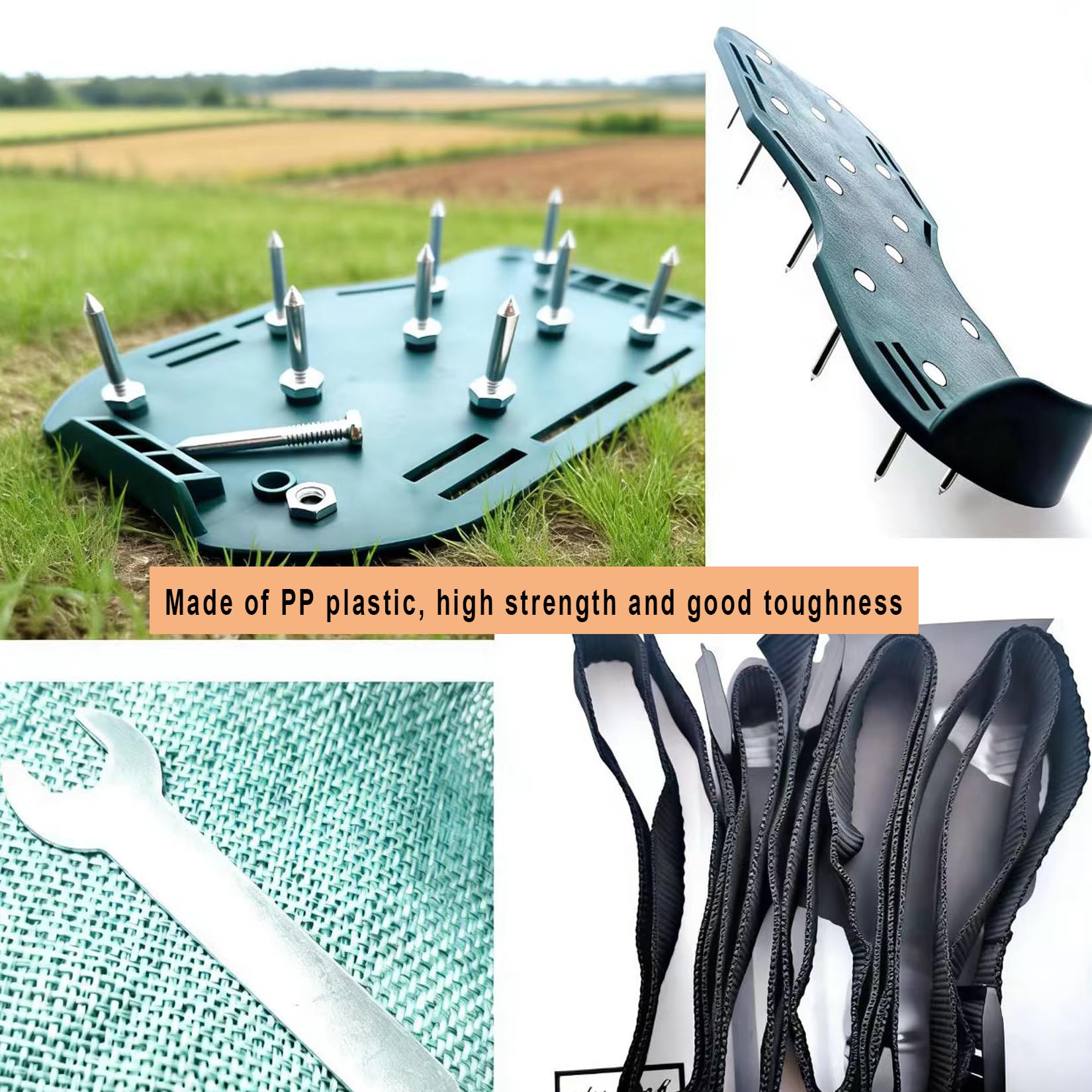 Markeny Rasenbelüfter-Schuhe, Spikes, ideal einfach zu montieren, strapazierfähig, 4 verstellbare Riemen, Yard Rasen-Boden-Sandalen, Grün (1 Paar)