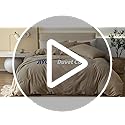 JIYUAN 100% Washed Cotton Duvet Cover Set 3 Pieces Queen, 1 Duvet Cover 90x90 Inches(Comforter Not Included) and 2 Pillowcases,Linen Feel Bedding Set Comfy and Breathable, Heathered Tan