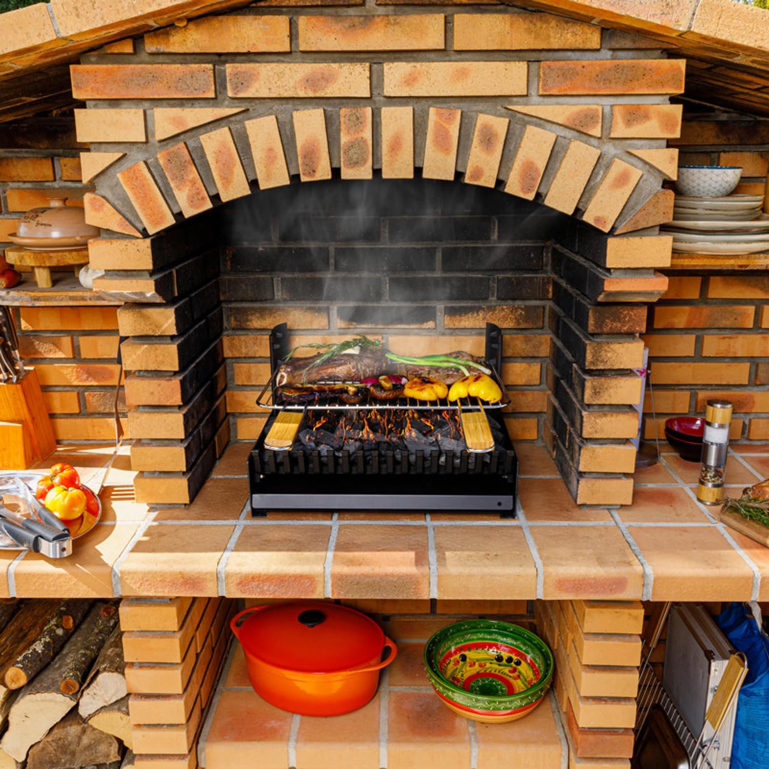 Happy Garden Barbecue au Charbon de Bois réglable en 3 hauteurs GRILLOIR