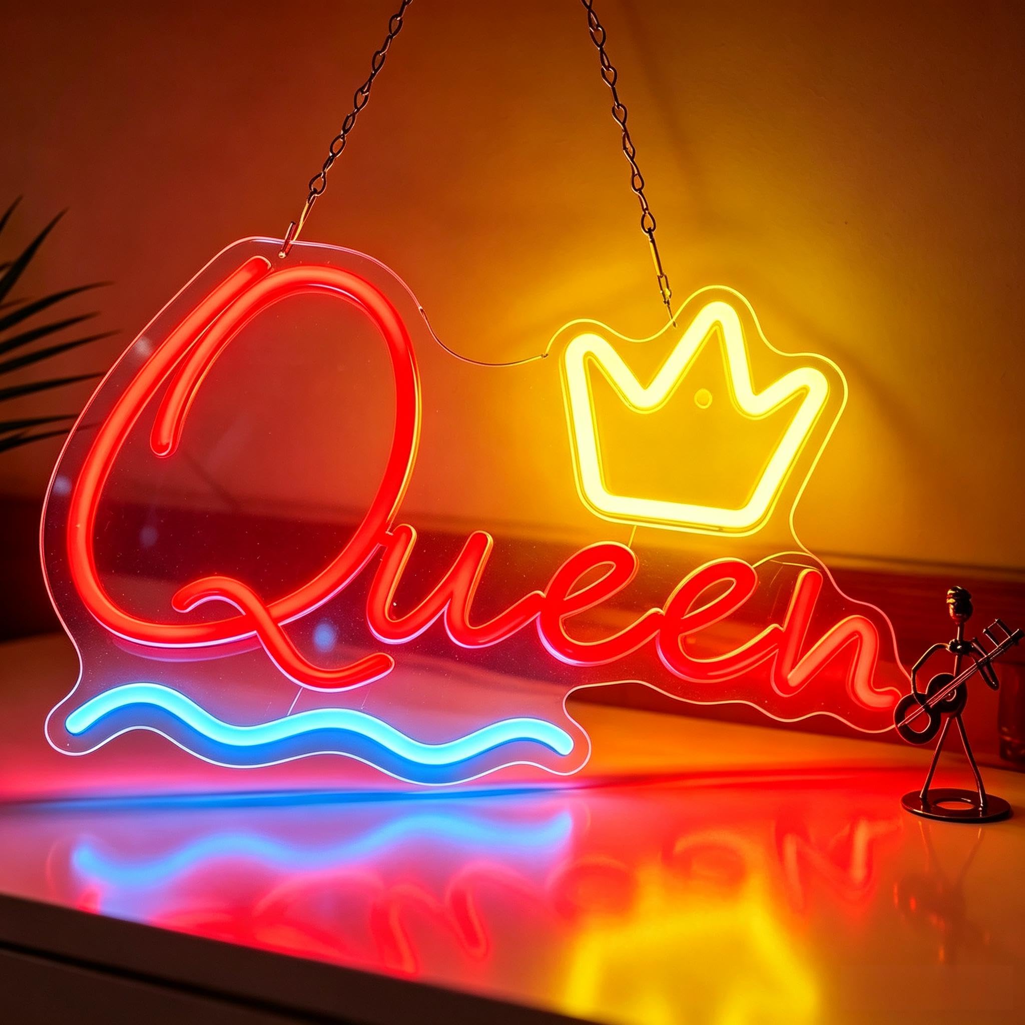 Queen Crown LED Neon Sign, USB Powered Dimmable Decorative Neon Light for Home Bedroom Vanity Girls Room Living Room Girls Night Party Gift Wall Table Ambiance Decor 16.1 x 10.6 In