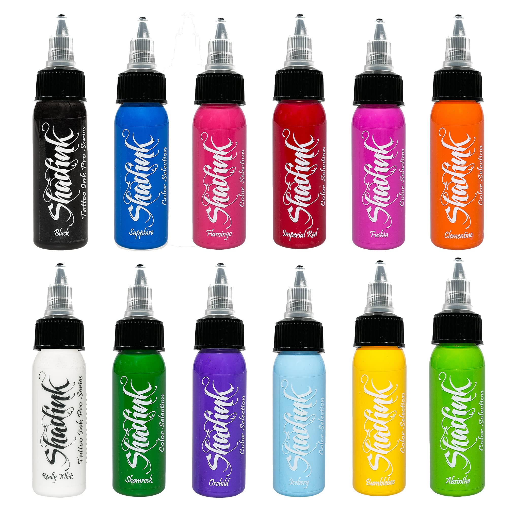 Shadink Tattoo Ink Set Professional Tattooing Inks for Color Portrait, Black & Gray Style (Colorful New School and Watercolor Set)