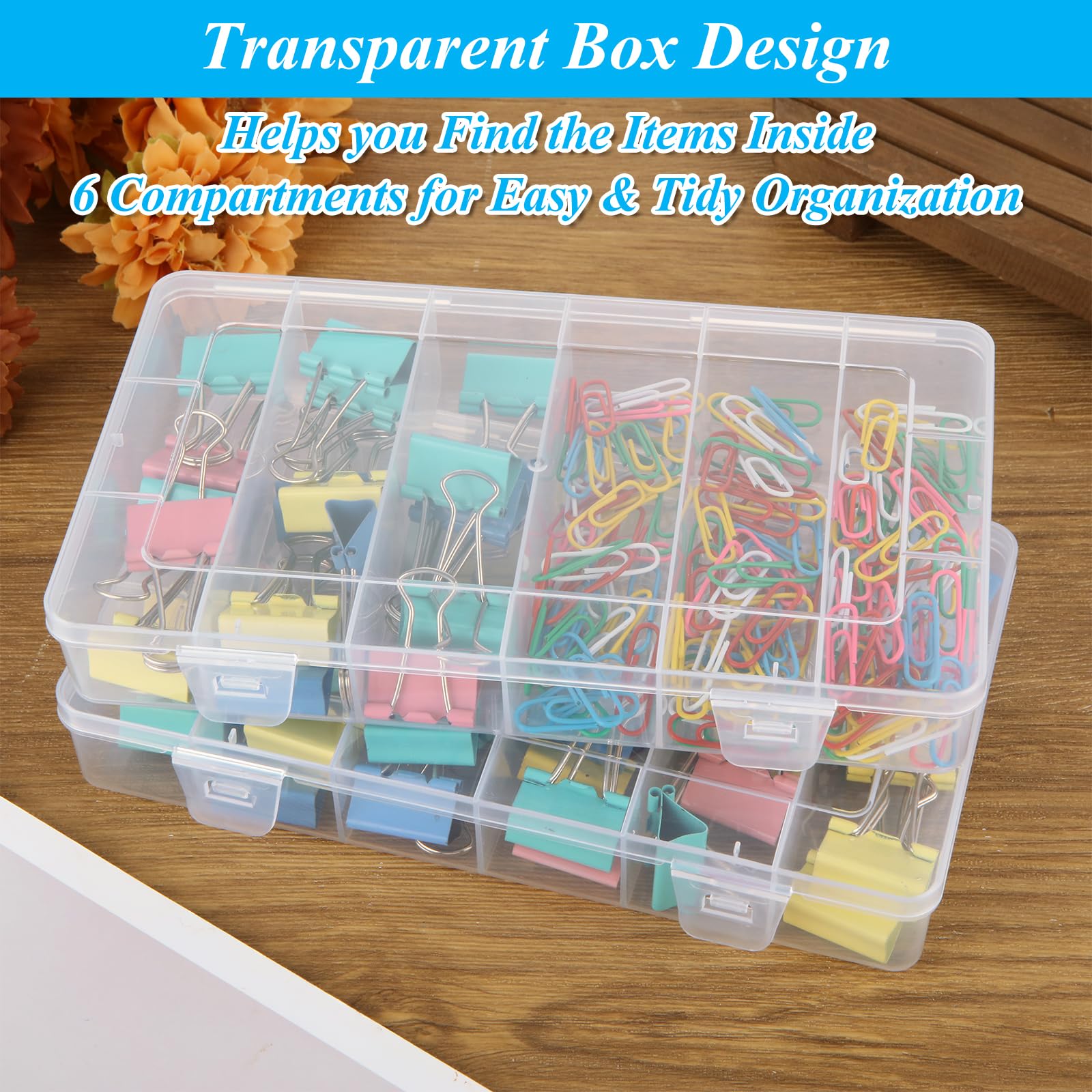 Paquete de 10 cajas organizadoras de aparejos de 6 rejillas, caja de almacenamiento de plástico transparente visible, caja organizadora de accesorios de joyería para manualidades, cuentas,