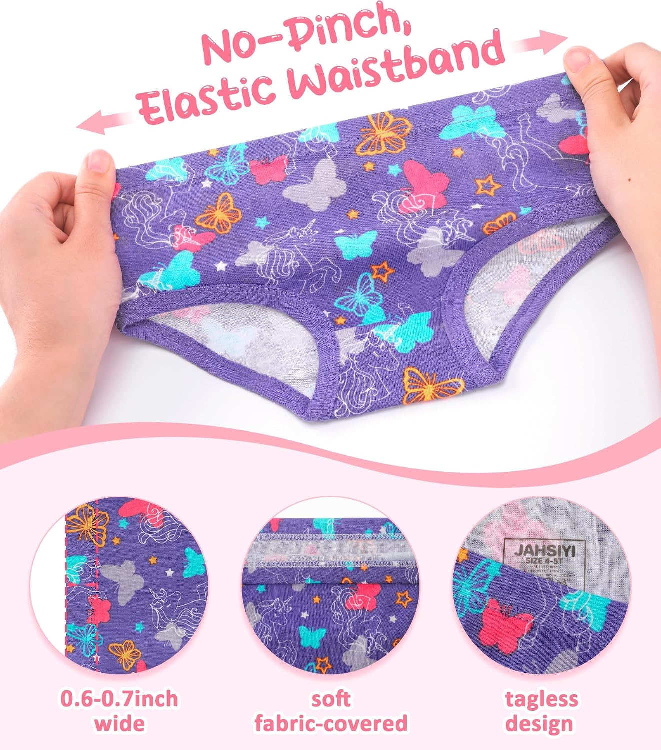 Girls and Toddlers 100% Cotton Underwear Tagless Soft Panties Size 2-3T,4-5T,6,8,10,12 (6-Pack) thumbnail