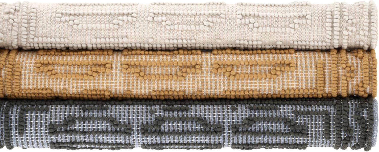 Dash and Albert Campbell Iron Handwoven Wool Rug, 5 X 8 Feet, Neutral/Grey Geometric Pattern - Premium Luxury Hotel Quality Soft Breathable Hypoallergenic Machine Washable Easy Care All Season