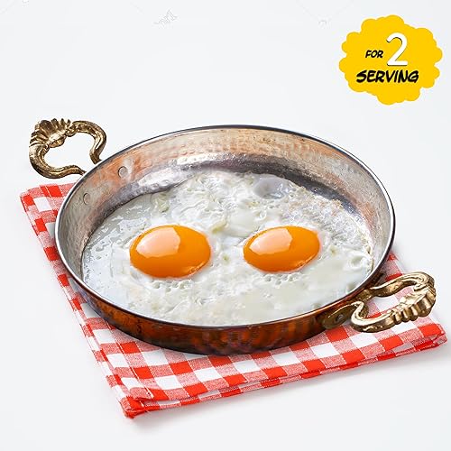 Miniatura 5 de Sartén de chef de cobre martillado, sartén auténtica de cobre rojo hecho a mano, sartenes de tortilla de huevo turco, utensilios de cocina de cobre