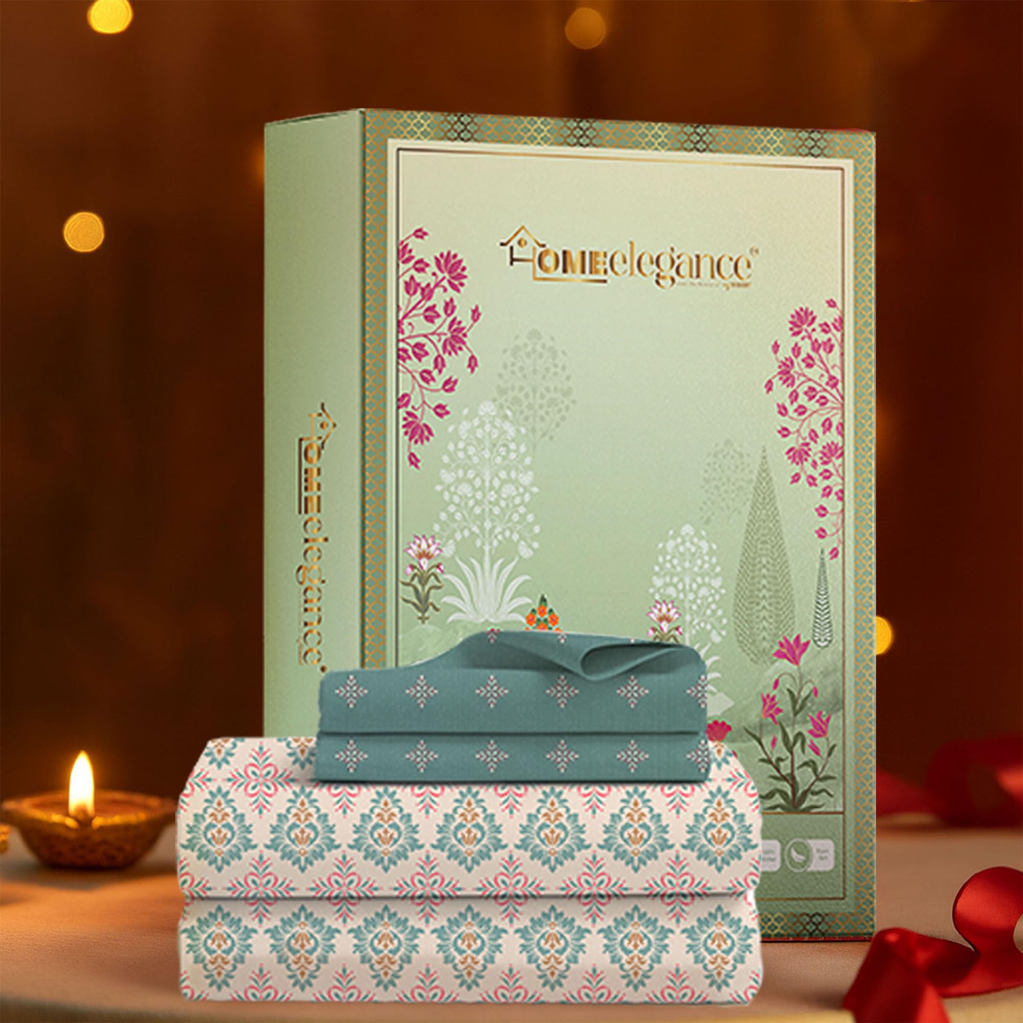 HOME ELEGANCE Moments Bedsheet Queen Size Bed Cotton, 1 Bedsheet and 2 Pillow Covers Set, Giftset, Clara Pink-image-16
